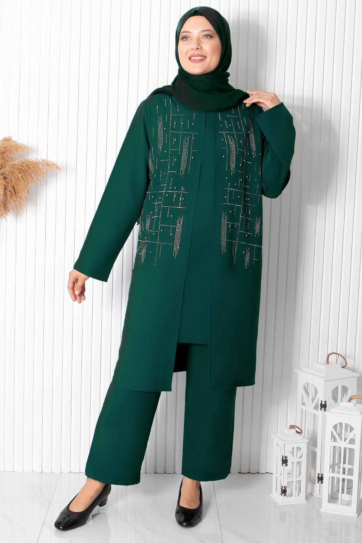 TAŞ İŞLEMELİ İKİLİ TAKIMFHM898-ZÜMRÜTFahima