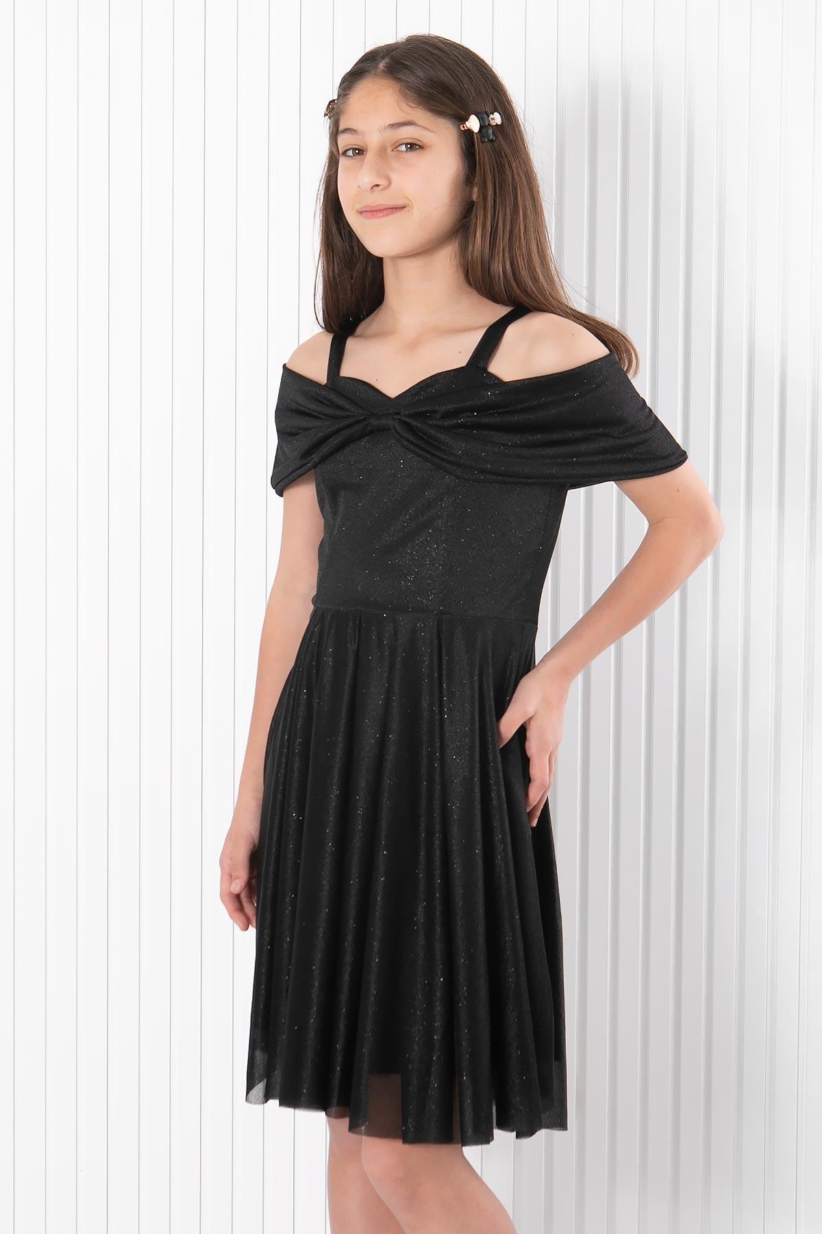 ASKLI SİMLİ TÜL ABİYEFHM944-SİYAHFahima