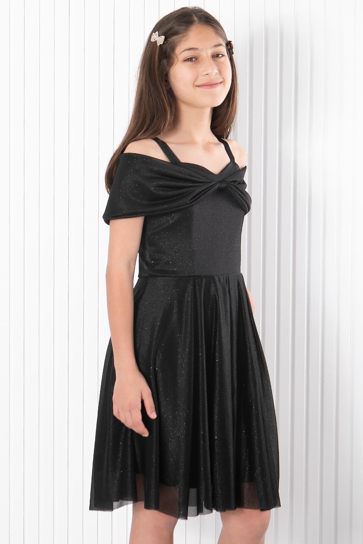 ASKLI SİMLİ TÜL ABİYEFHM944-SİYAHFahima