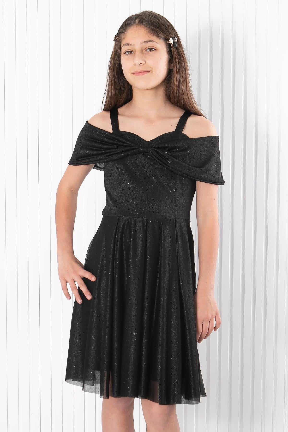 ASKLI SİMLİ TÜL ABİYEFHM944-SİYAHFahima