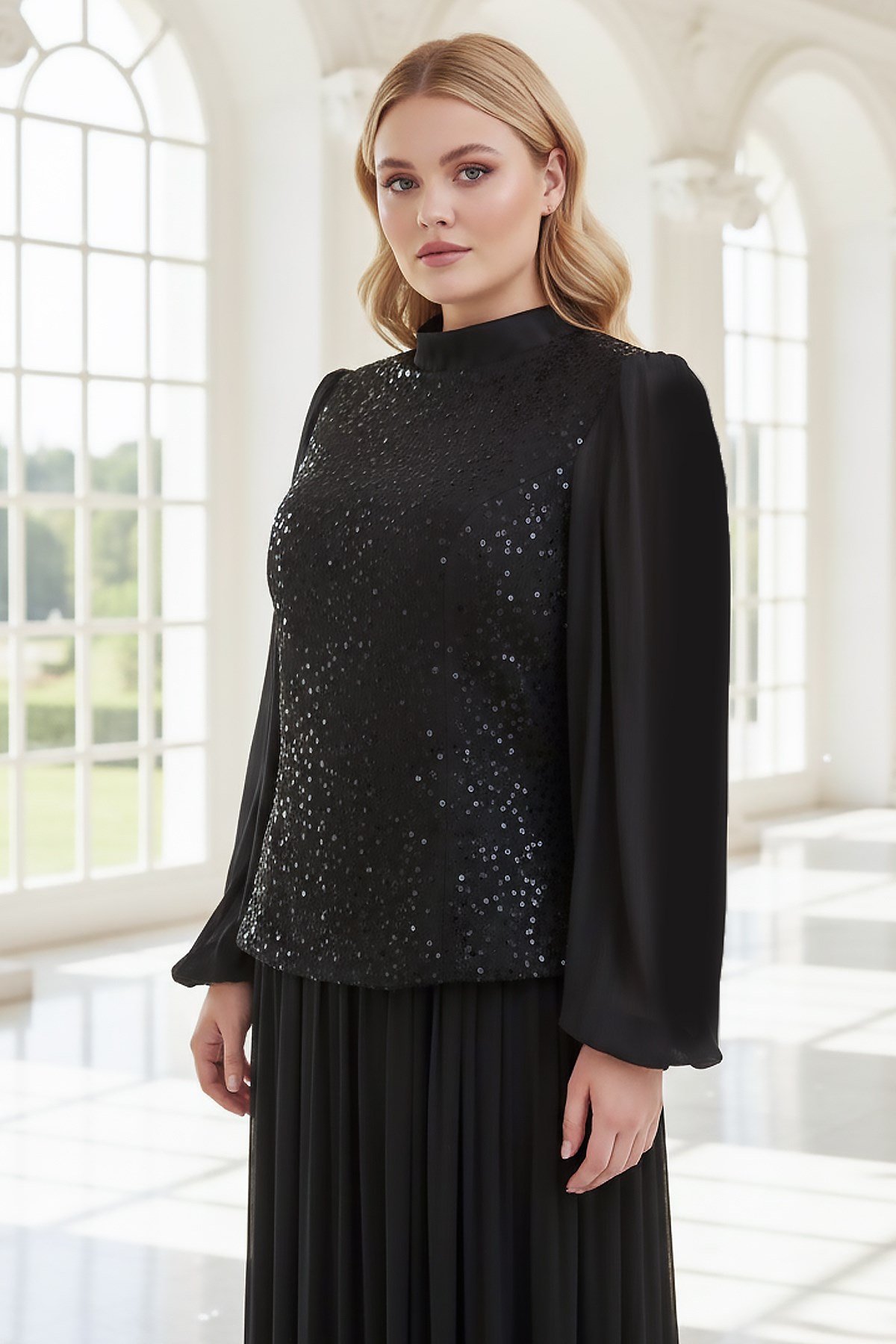 Işıltılı Uzun Abiye Siyah FHM970FHM970-SiyahFahima