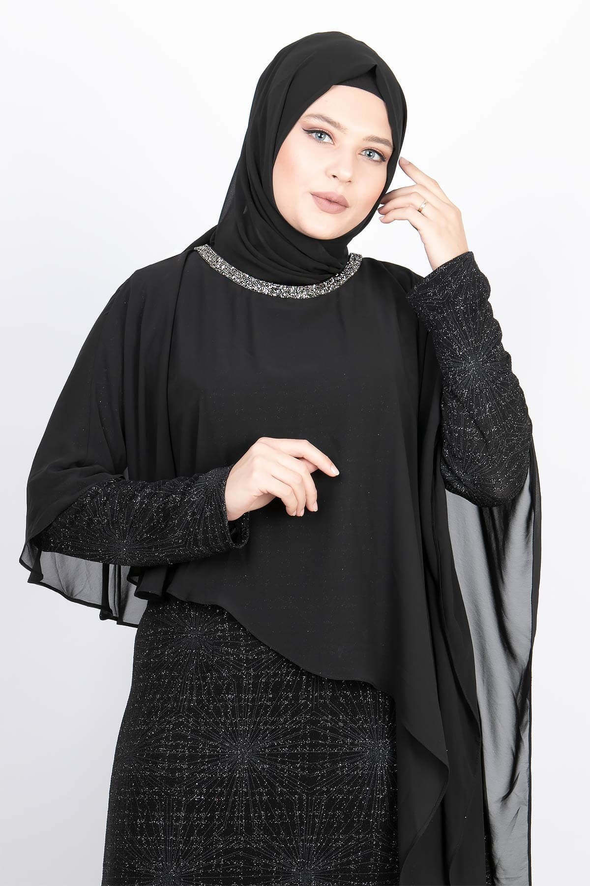 SİMLİ ABİYE ELBİSEMDA2115-SİYAHMDA