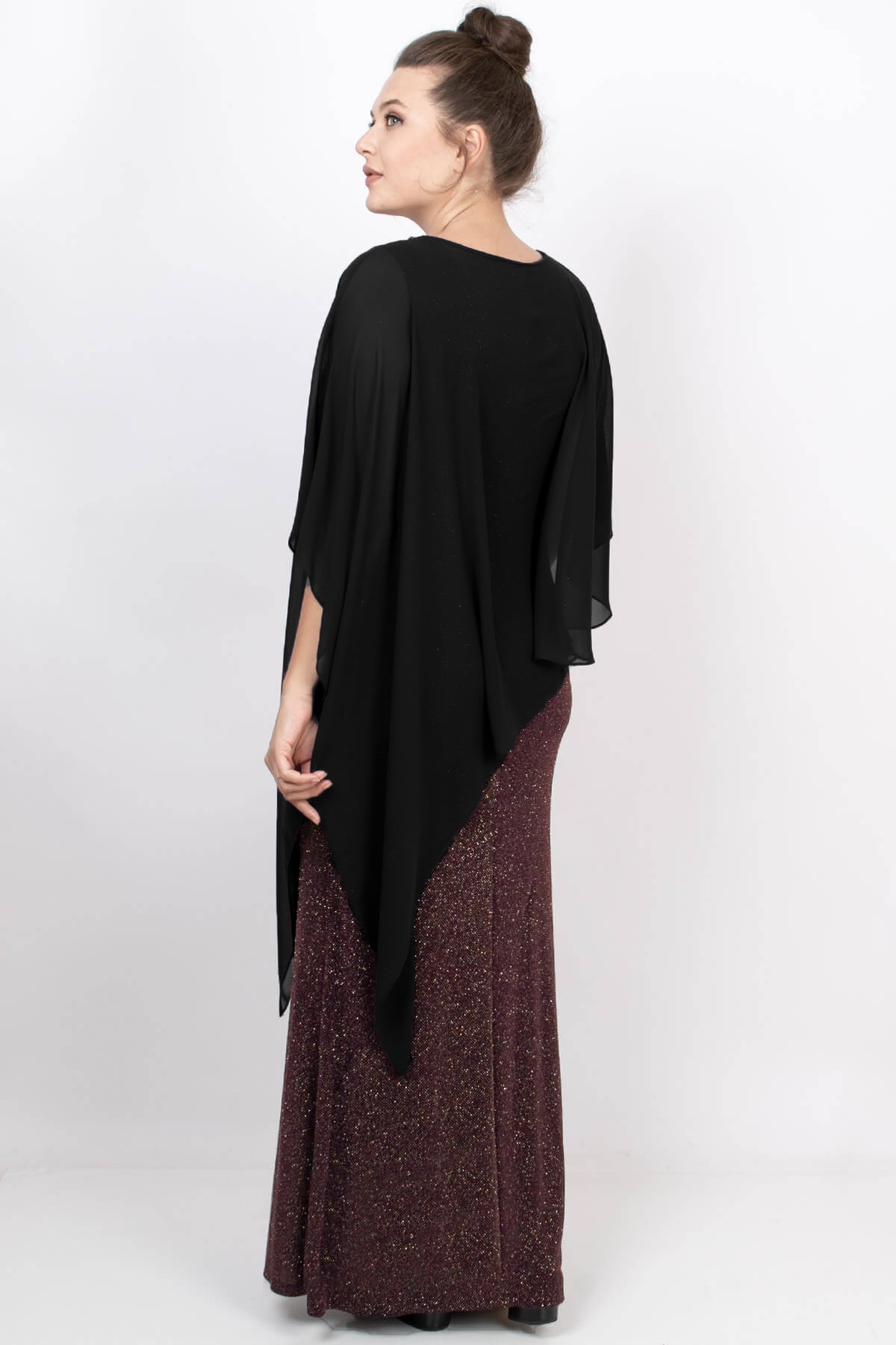 Cape Evening Dress Claret Red MDA2119MDA2119-BORDOMDA