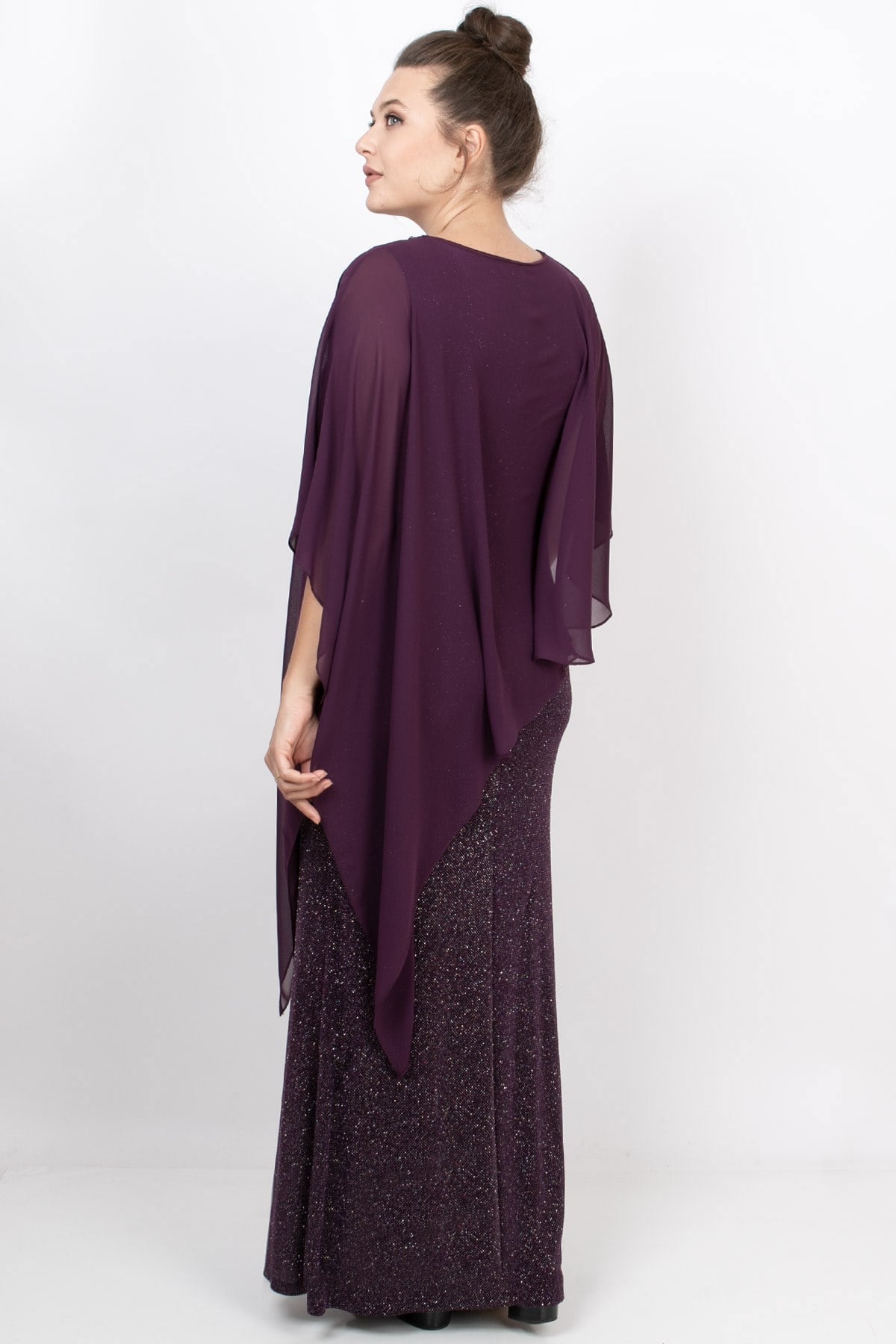 Cape Evening Dress Plum MDA2119MDA2119-MÜRDÜMMDA