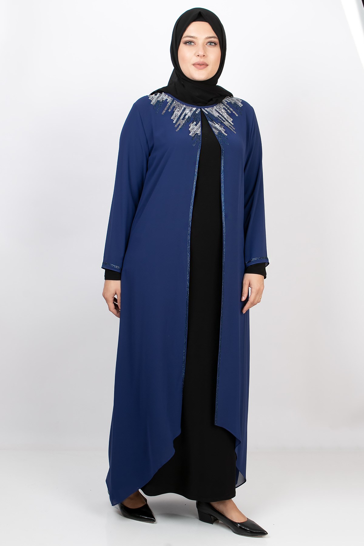 Stone Print Detail Evening Dress Royal Bleu MDA2125MDA2125-SAKSMDA