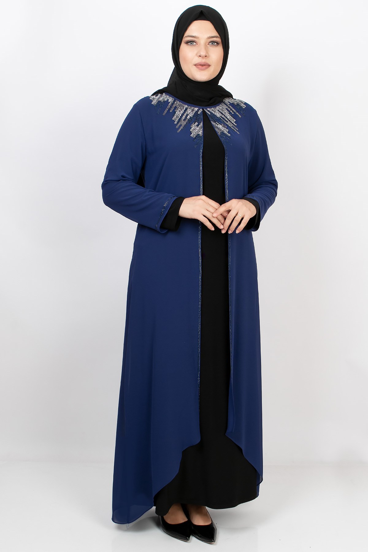 Stone Print Detail Evening Dress Royal Bleu MDA2125MDA2125-SAKSMDA