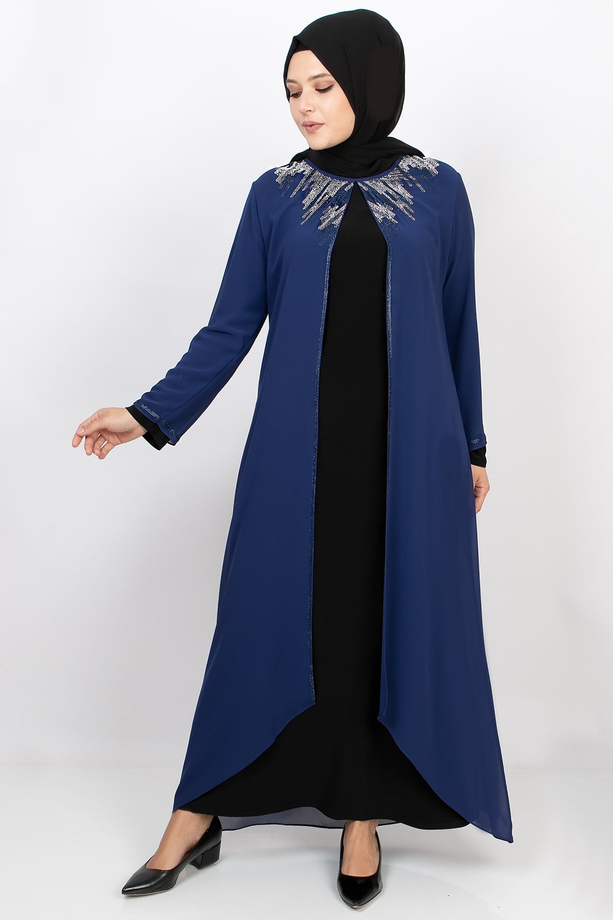 Stone Print Detail Evening Dress Royal Bleu MDA2125MDA2125-SAKSMDA