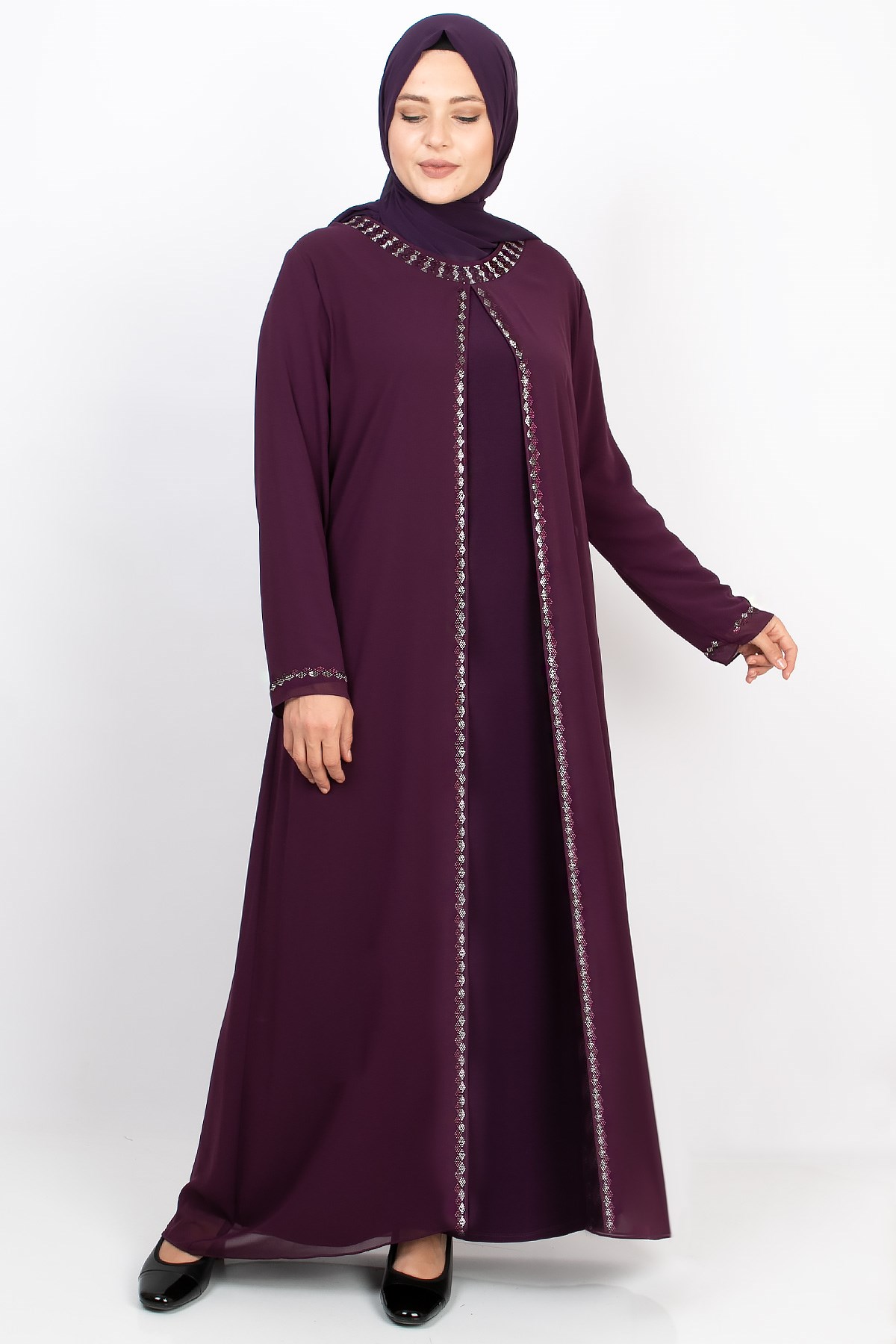 TAŞ BASKI DETAYLI ABİYEMDA2161-BORDOMDA