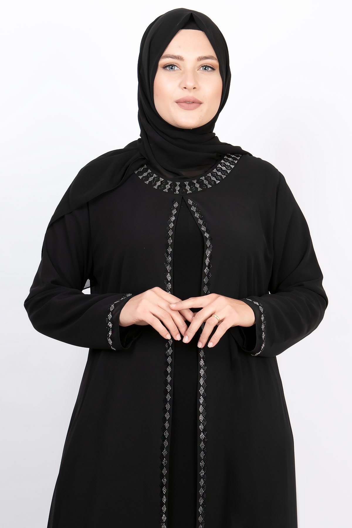 TAŞ BASKI DETAYLI ABİYEMDA2161-SİYAHMDA