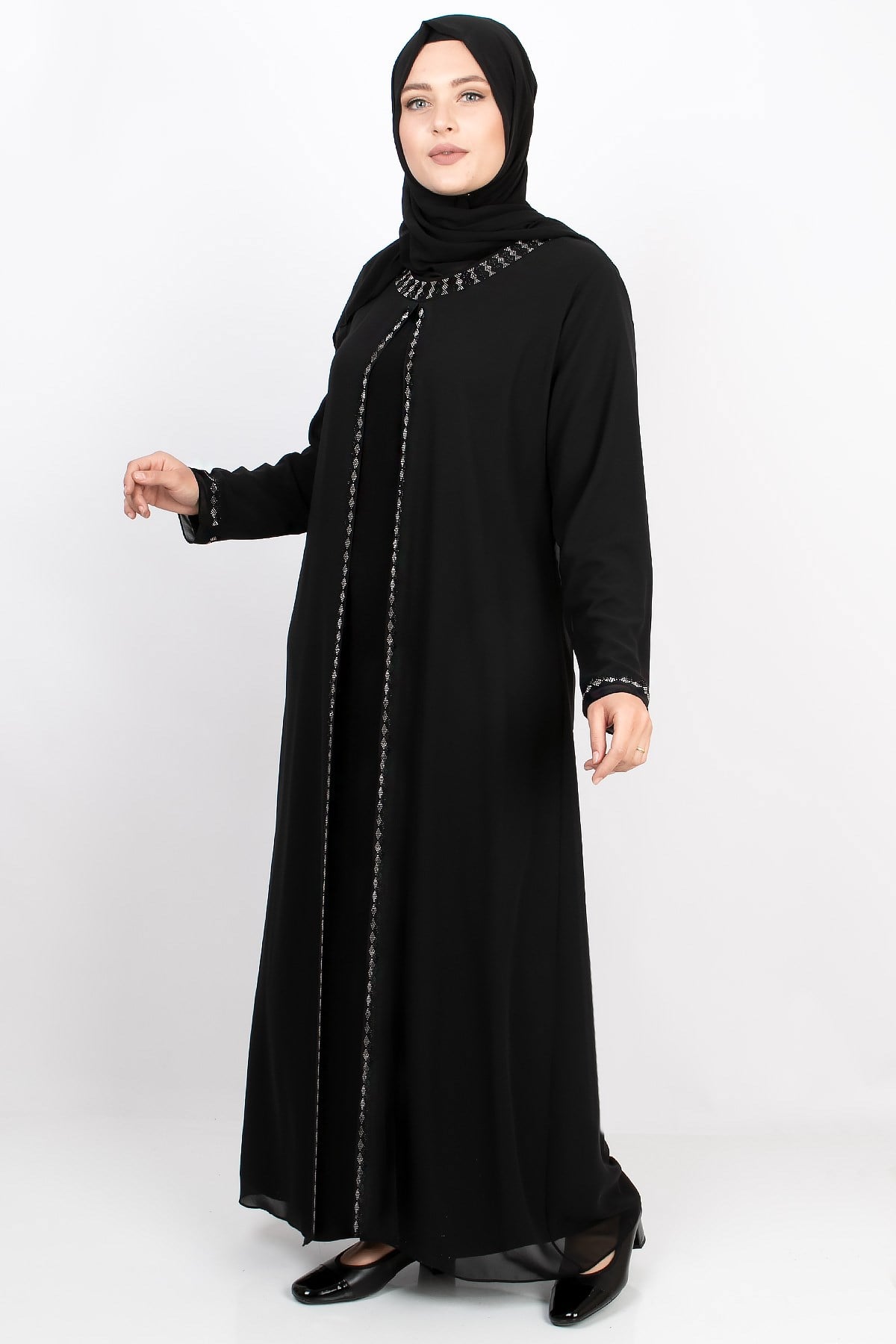 TAŞ BASKI DETAYLI ABİYEMDA2161-SİYAHMDA