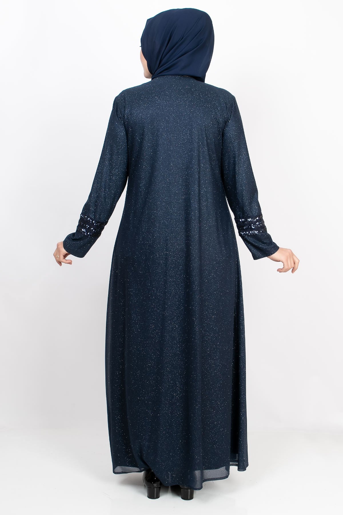 PAYET İŞLEMELİ SİMLİ ABİYEMDA2165-LACİVERTMDA