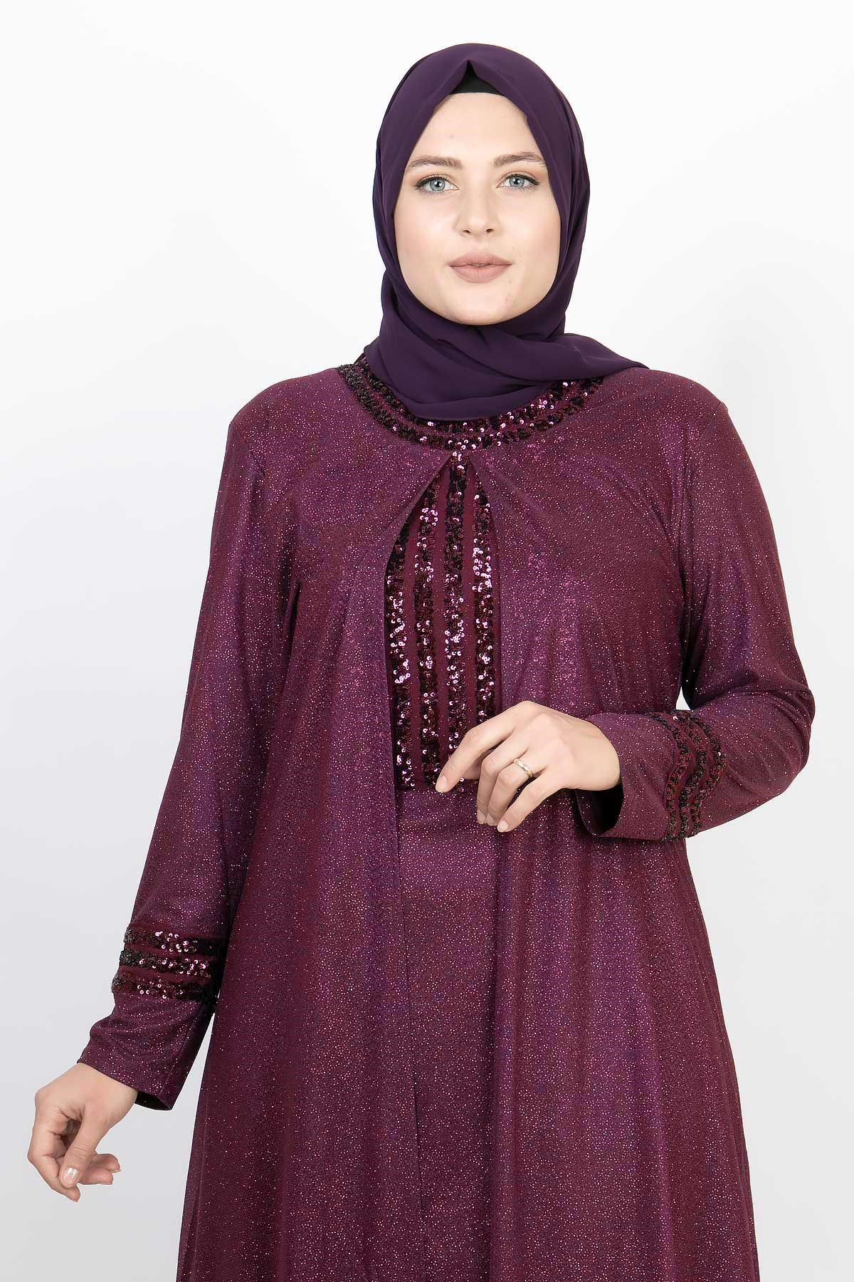 PAYET İŞLEMELİ SİMLİ ABİYEMDA2165-MÜRDÜMMDA