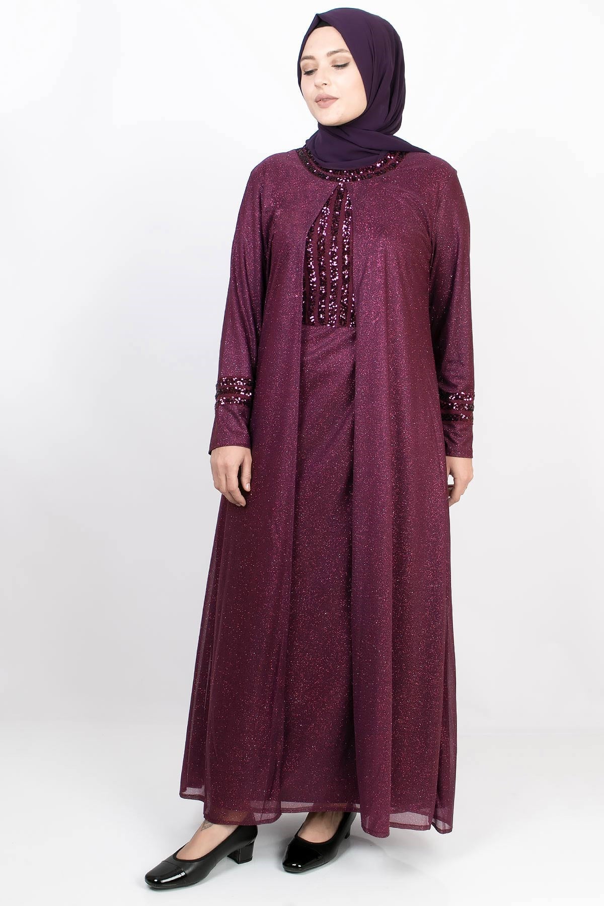 PAYET İŞLEMELİ SİMLİ ABİYEMDA2165-MÜRDÜMMDA