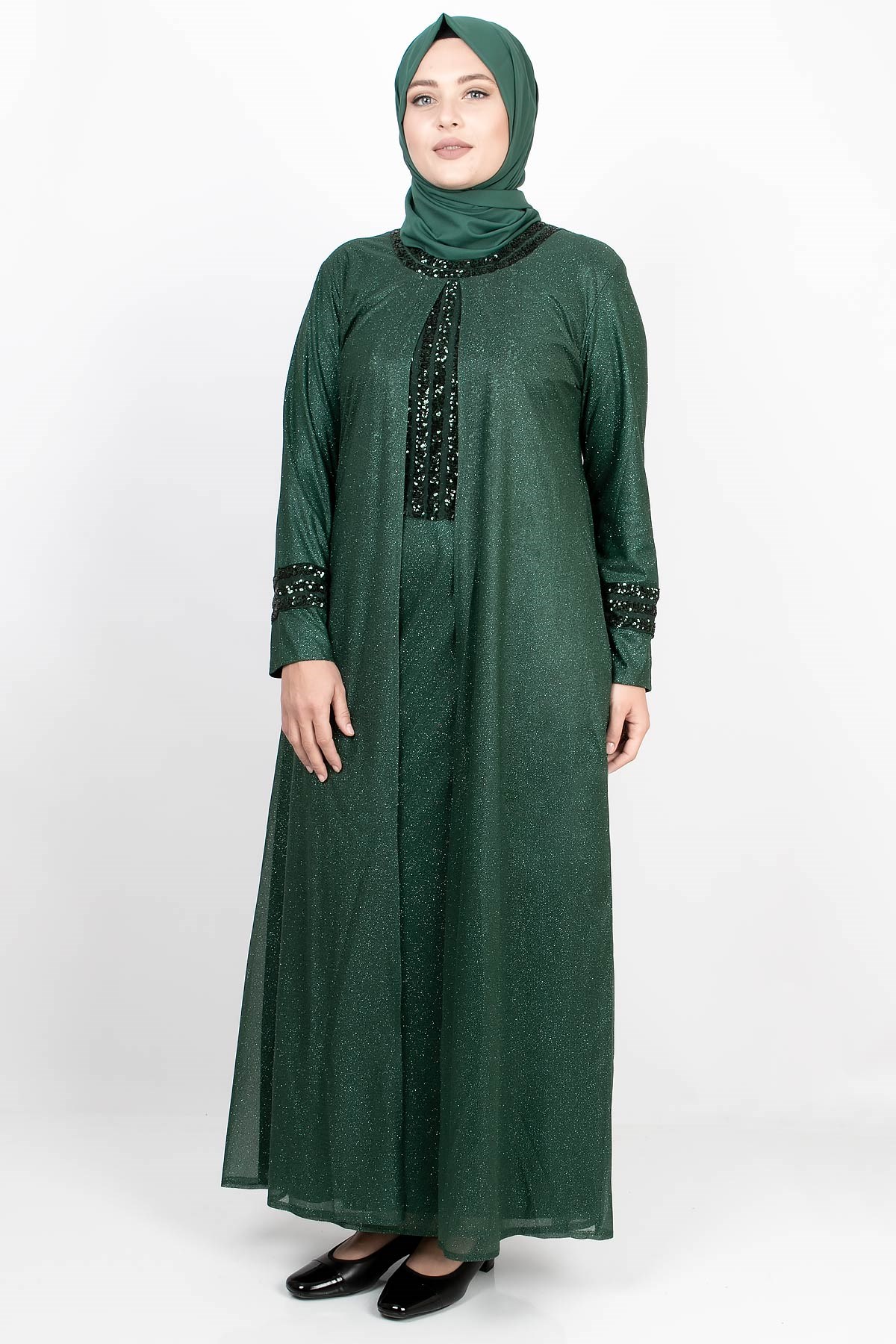 PAYET İŞLEMELİ SİMLİ ABİYEMDA2165-ZÜMRÜTMDA