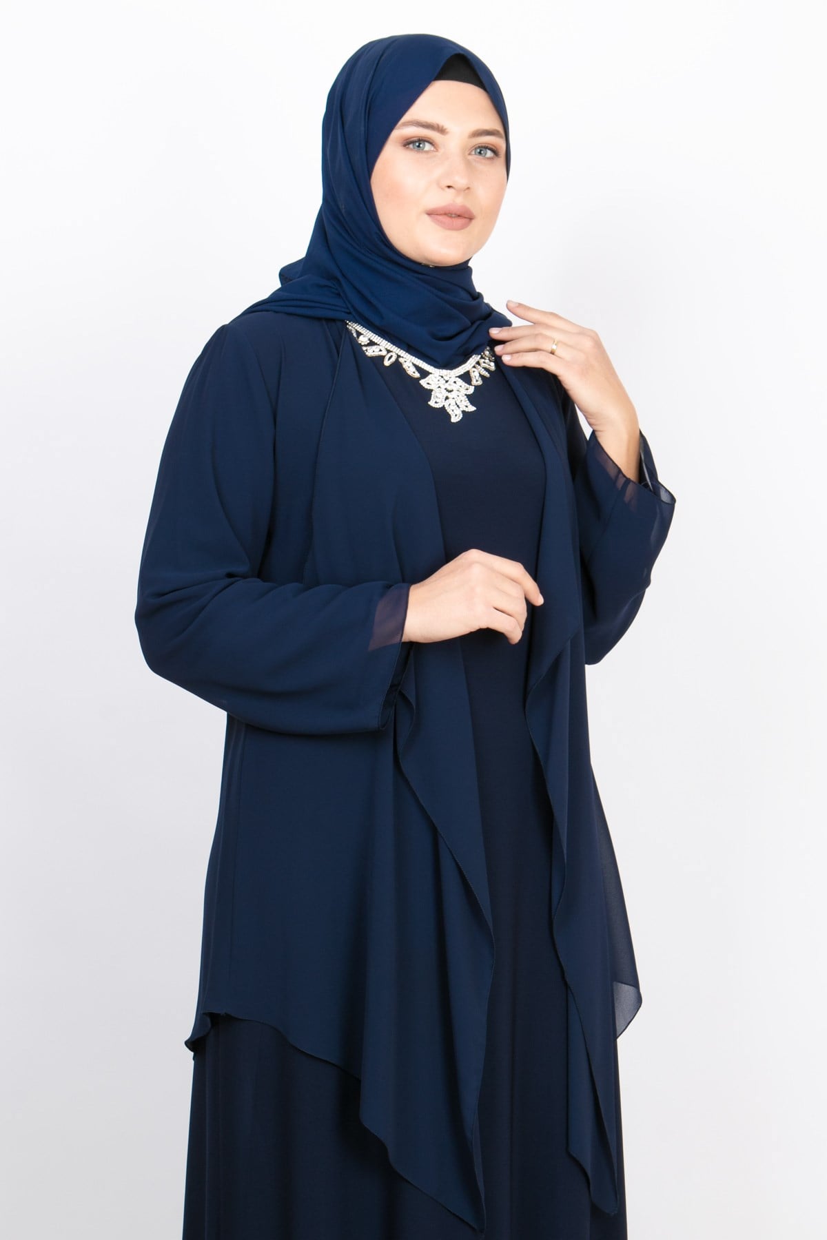 KOLYE DETAYLI ABİYE ELBİSEMDA2169-LACİVERTMDA