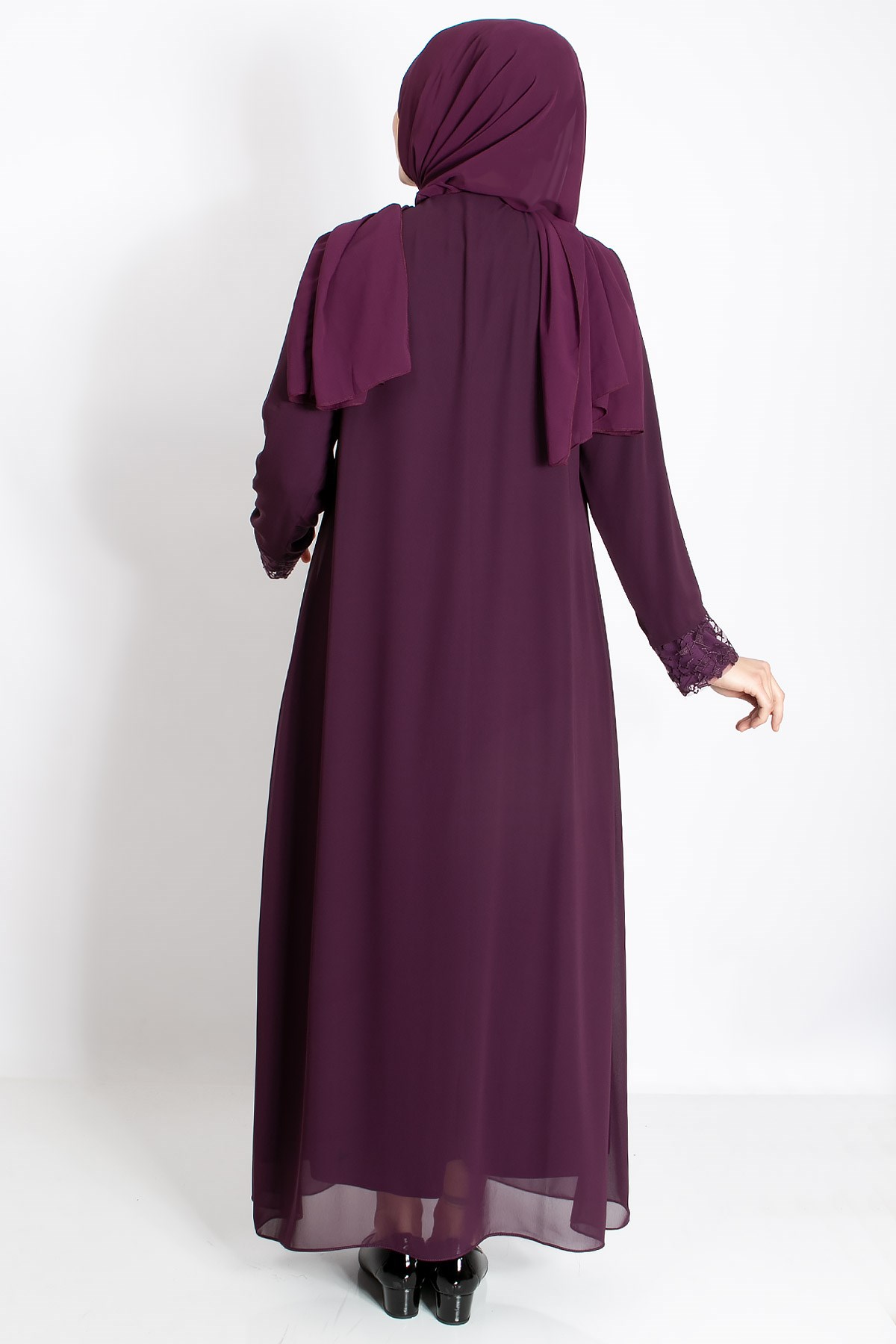 DANTEL DETAYLI ŞİFON ABİYEMDA2204-MÜRDÜMMDA