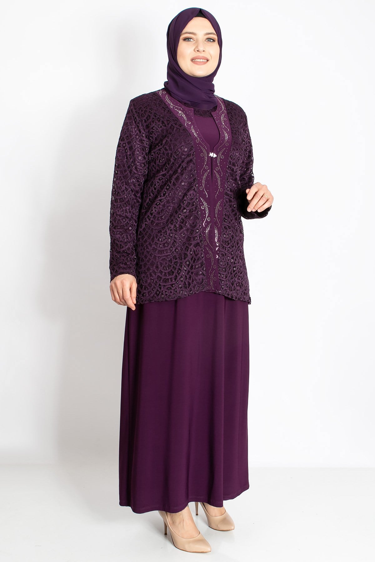 DANTEL DETAY CEKETLİ ABİYE TAKIMMDA2208-MÜRDÜMMDA