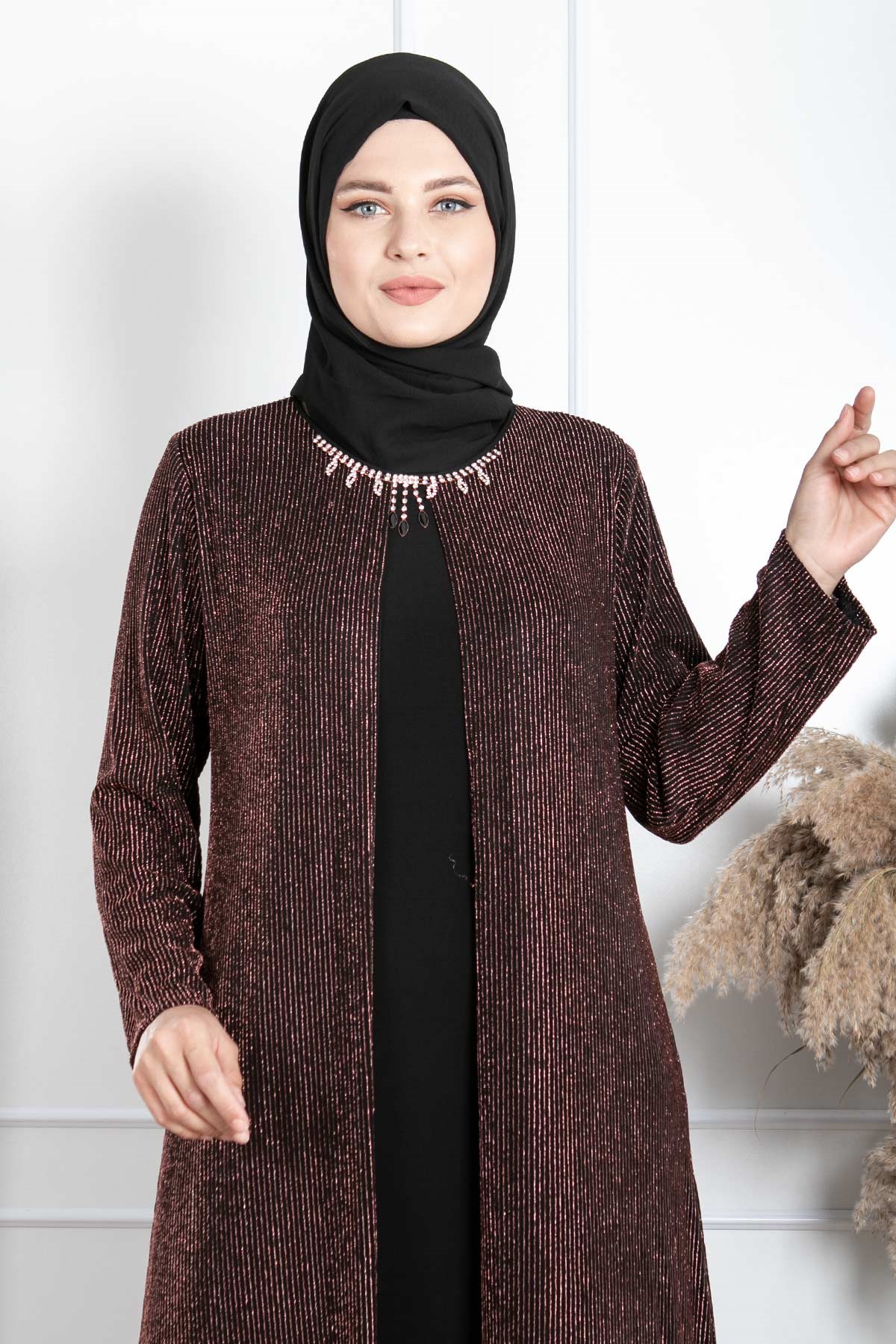 KOLYE DETAYLI SİMLİ ABİYEMDA2236-BAKIRMDA