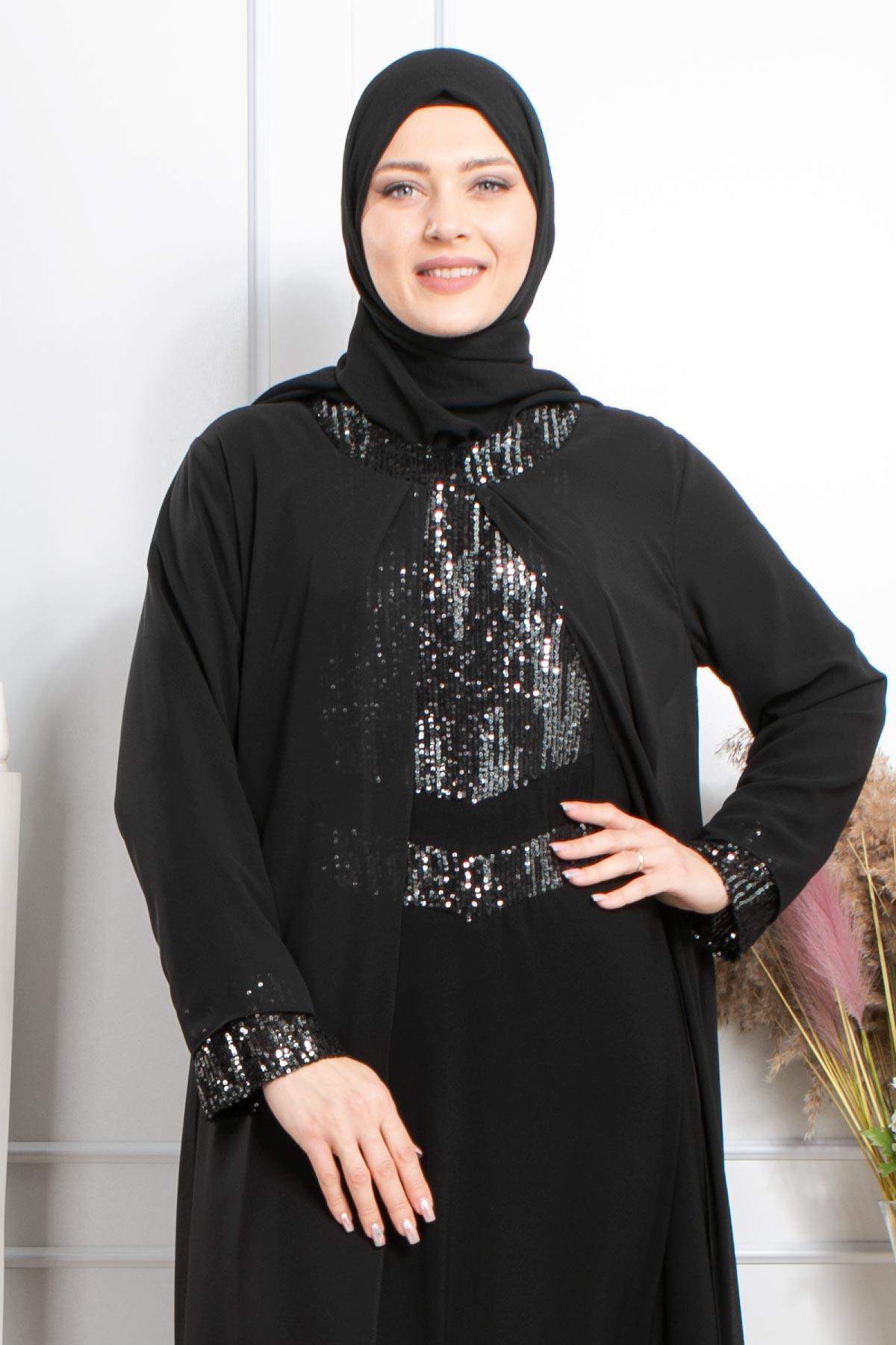 PUL PAYET İŞLEMELİ ABİYEMDA2305-SİYAHMDA