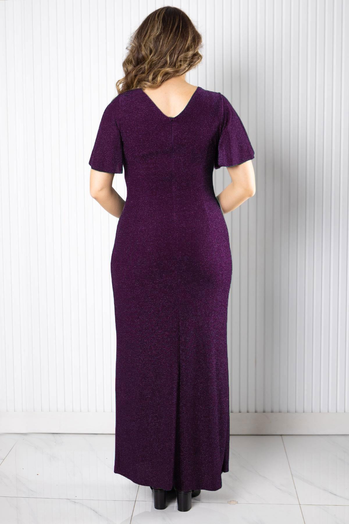 TAŞ BASKI DETAYLI SİMLİ ABİYEMDA2533-MÜRDÜMMDA