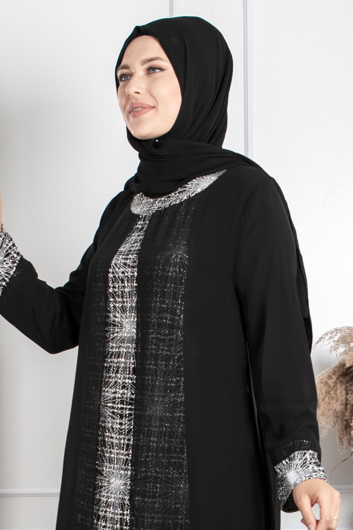 SİMLİ ŞİFON ABİYEMDA5077-GÜMÜŞMDA