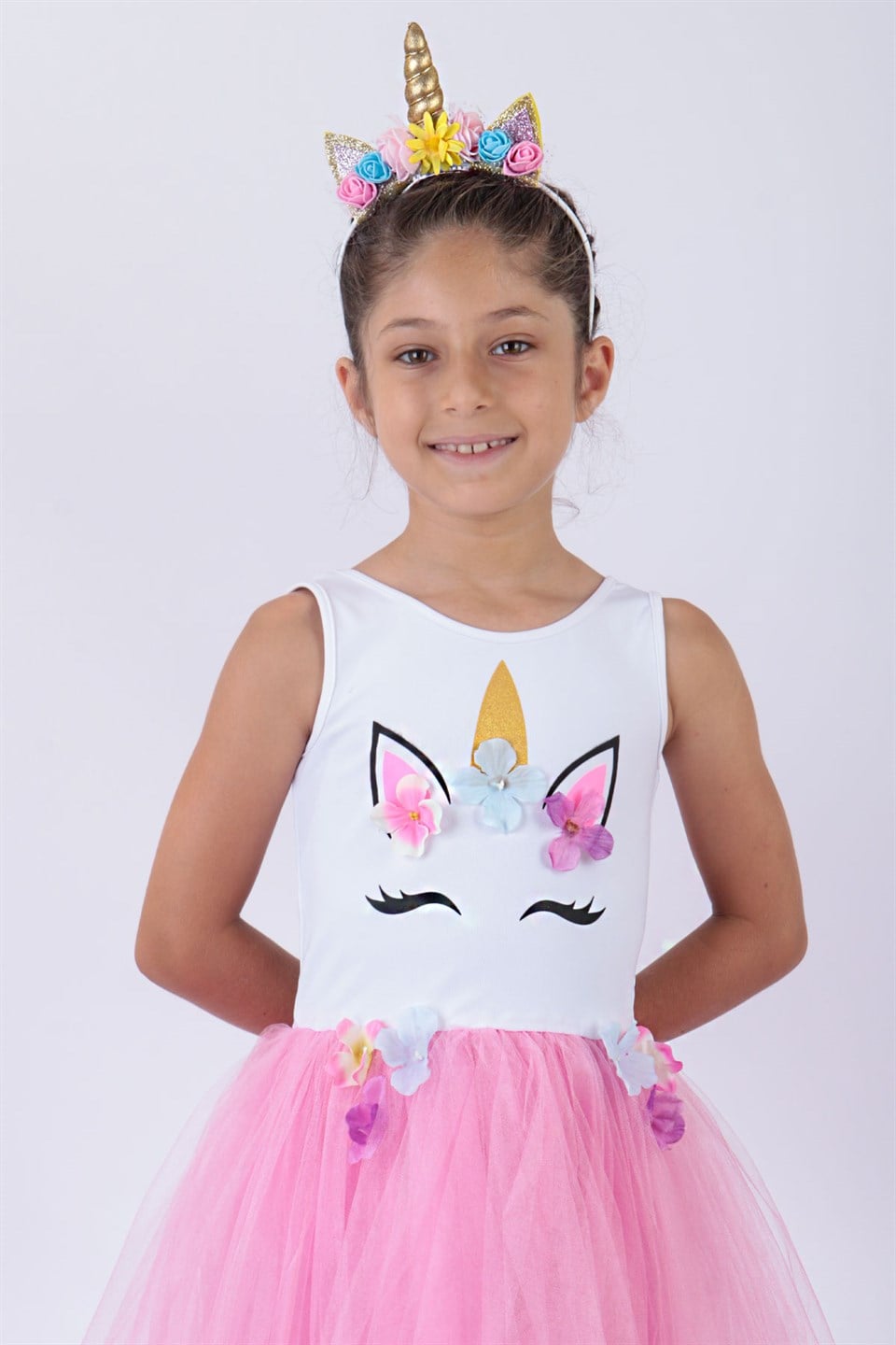 Dress - Lycra - Unlined - Crew Neck - Powder - MDV146