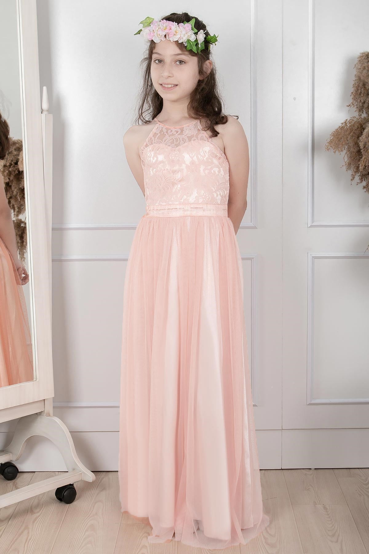 Lace Detailedtool Children's Evening Dresses Salmon MDV302MDV302-SOMONFahima