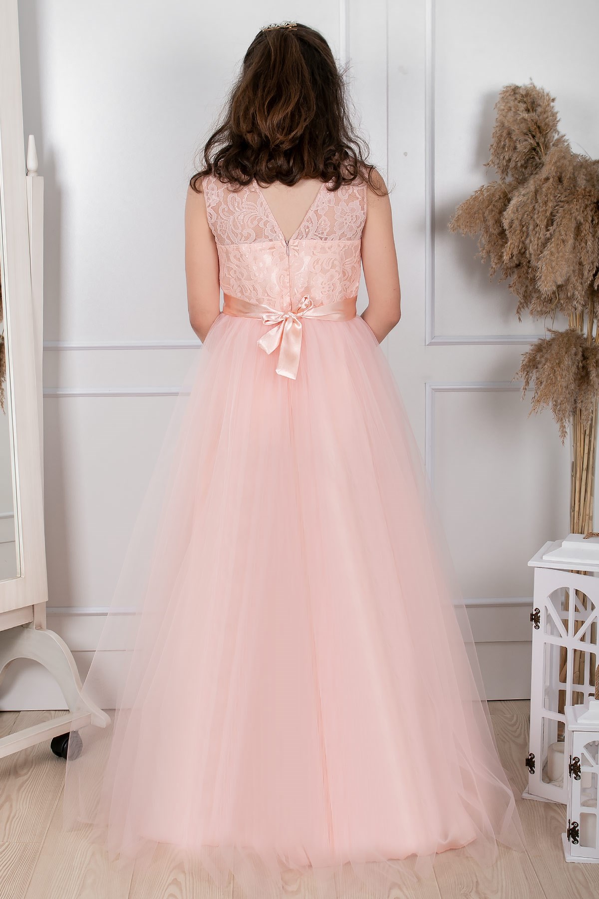 Tulle Children's Evening Dresses with Lace Details Powder MDV304MDV304-PUDRAModaviki