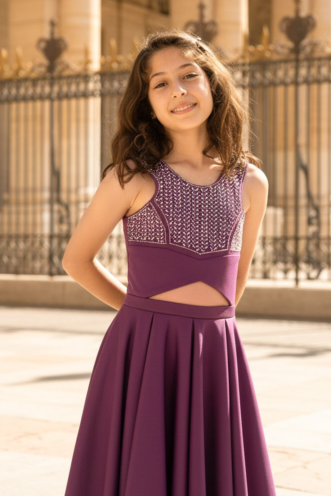 9-14 Years Old Stone Print Evening Dresses Lila MDV320MDV320-LİLAModaviki