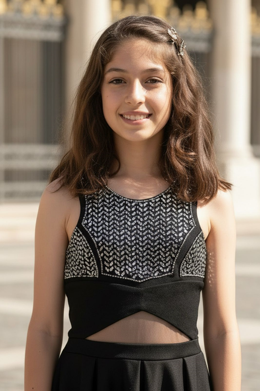 9-14 Years Old Stone Print Evening Dresses Black MDV320MDV320-SİYAHModaviki