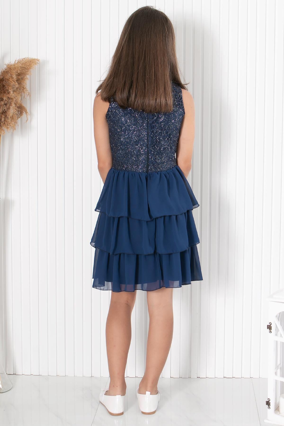 FIRFIRLI ŞİFON ABİYEMDV334-LACİVERTModaviki