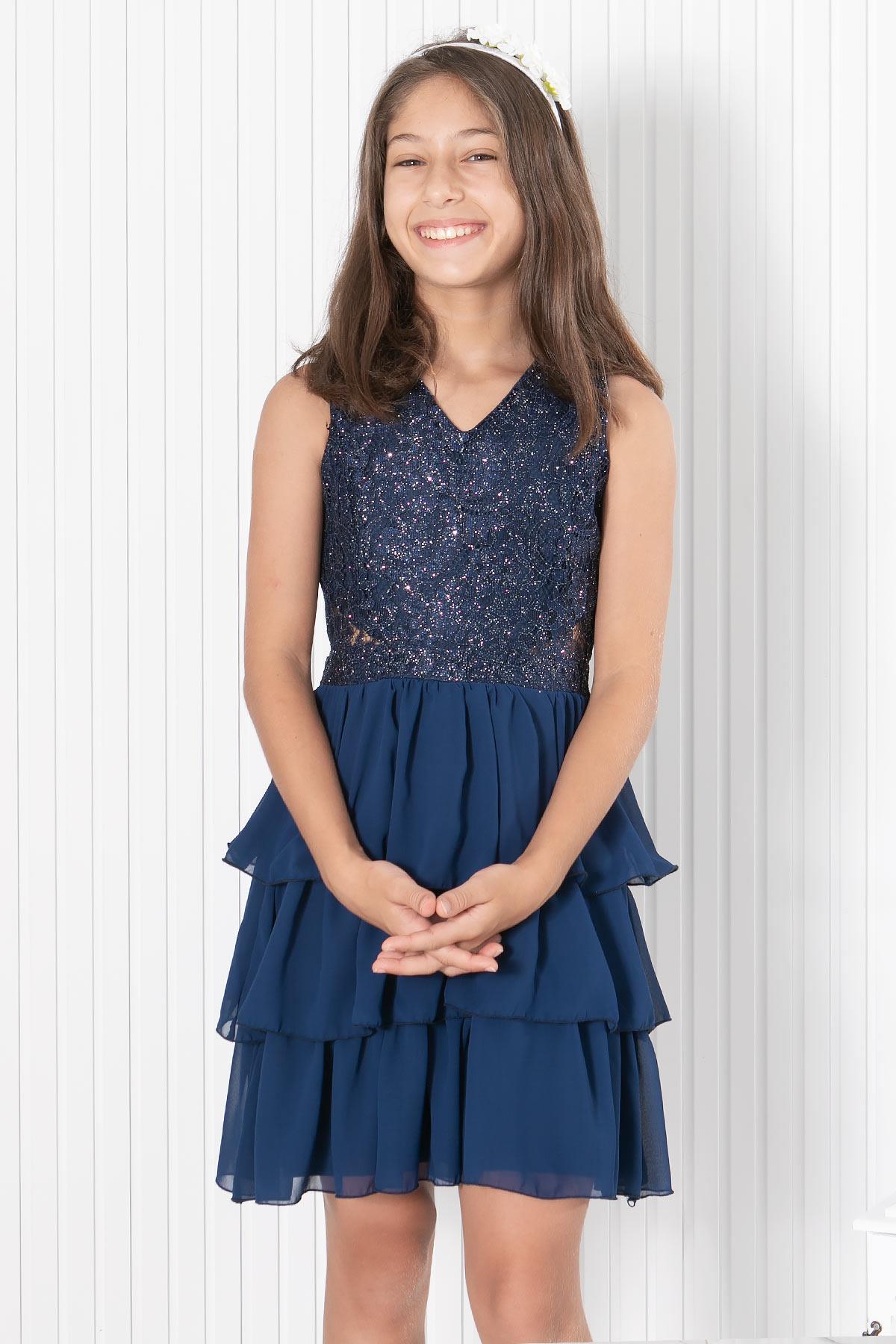 FIRFIRLI ŞİFON ABİYEMDV334-LACİVERTModaviki