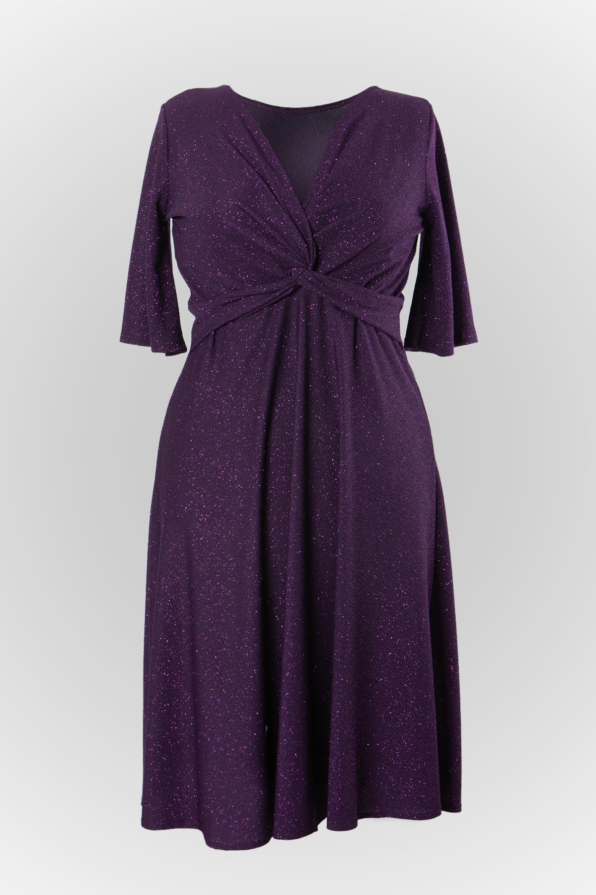 SİMLİ ÖNÜ BÜZGÜLÜ ABİYE ELBİSEMDV336-MORModaviki