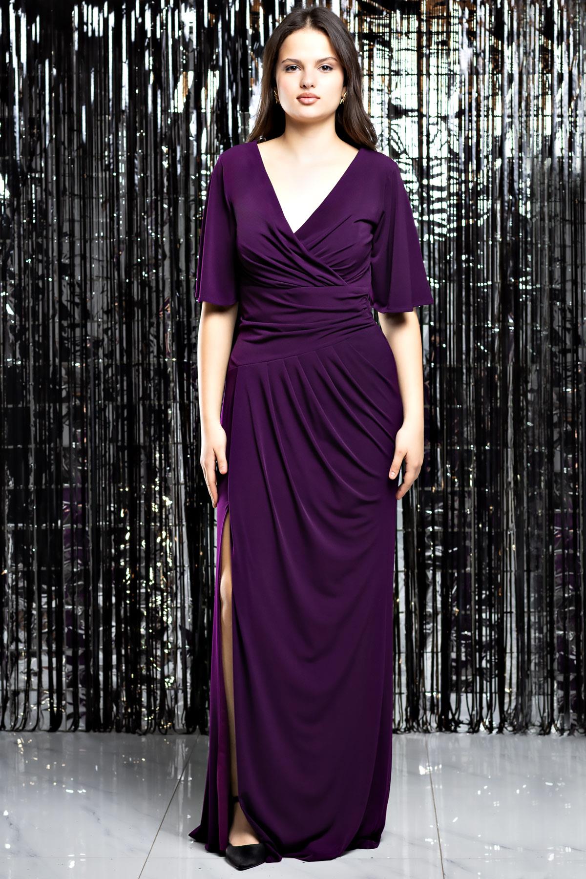Sandy  Fliessendes Abendkleid Pflaume MDV368MDV368-MÜRDÜMModaviki