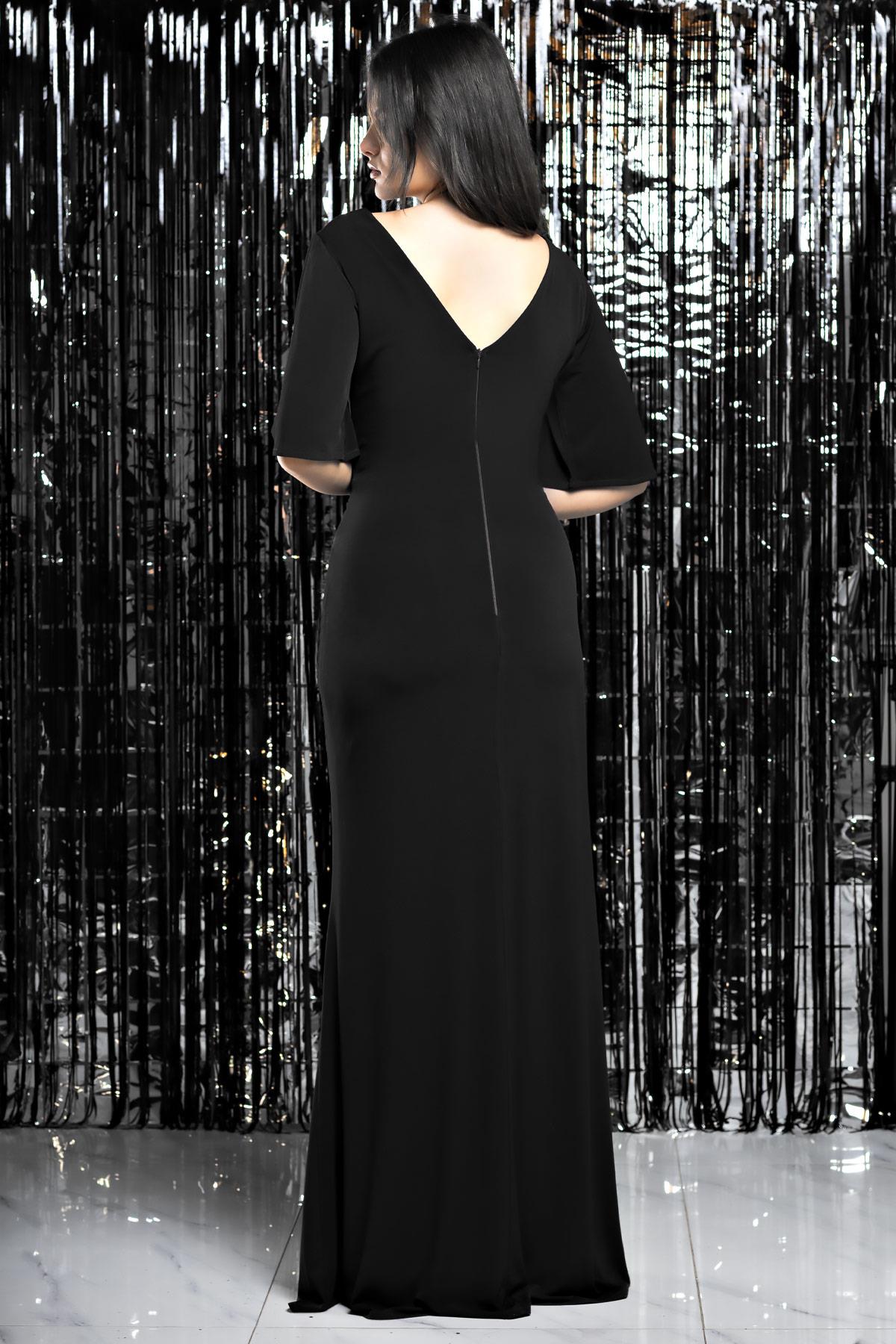 Sandy  fließendes Abendkleid Schwarzes MDV368MDV368-SİYAHModaviki