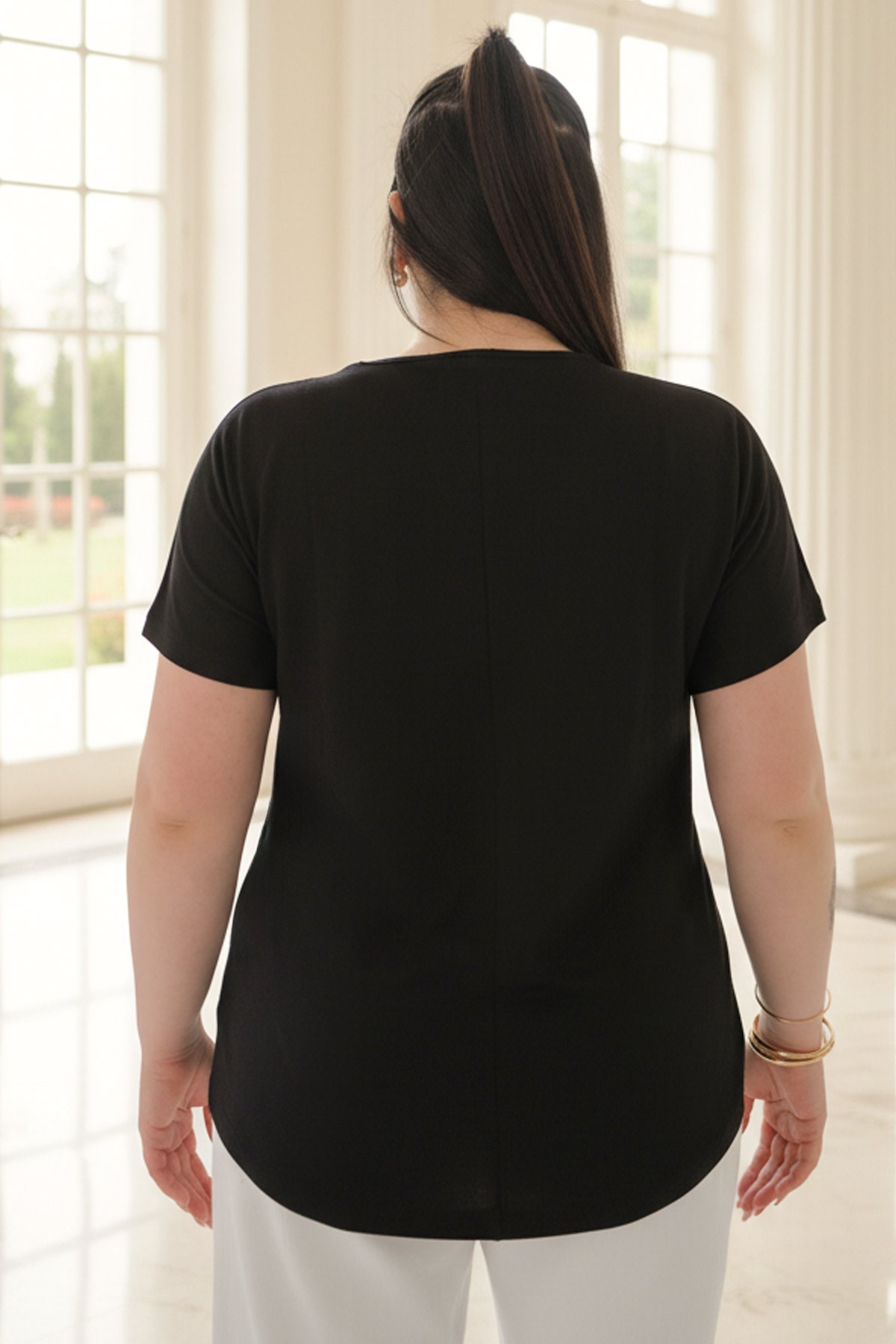 Siyah Yıldız İşleme Detaylı BluzMDVB02-SiyahModaviki