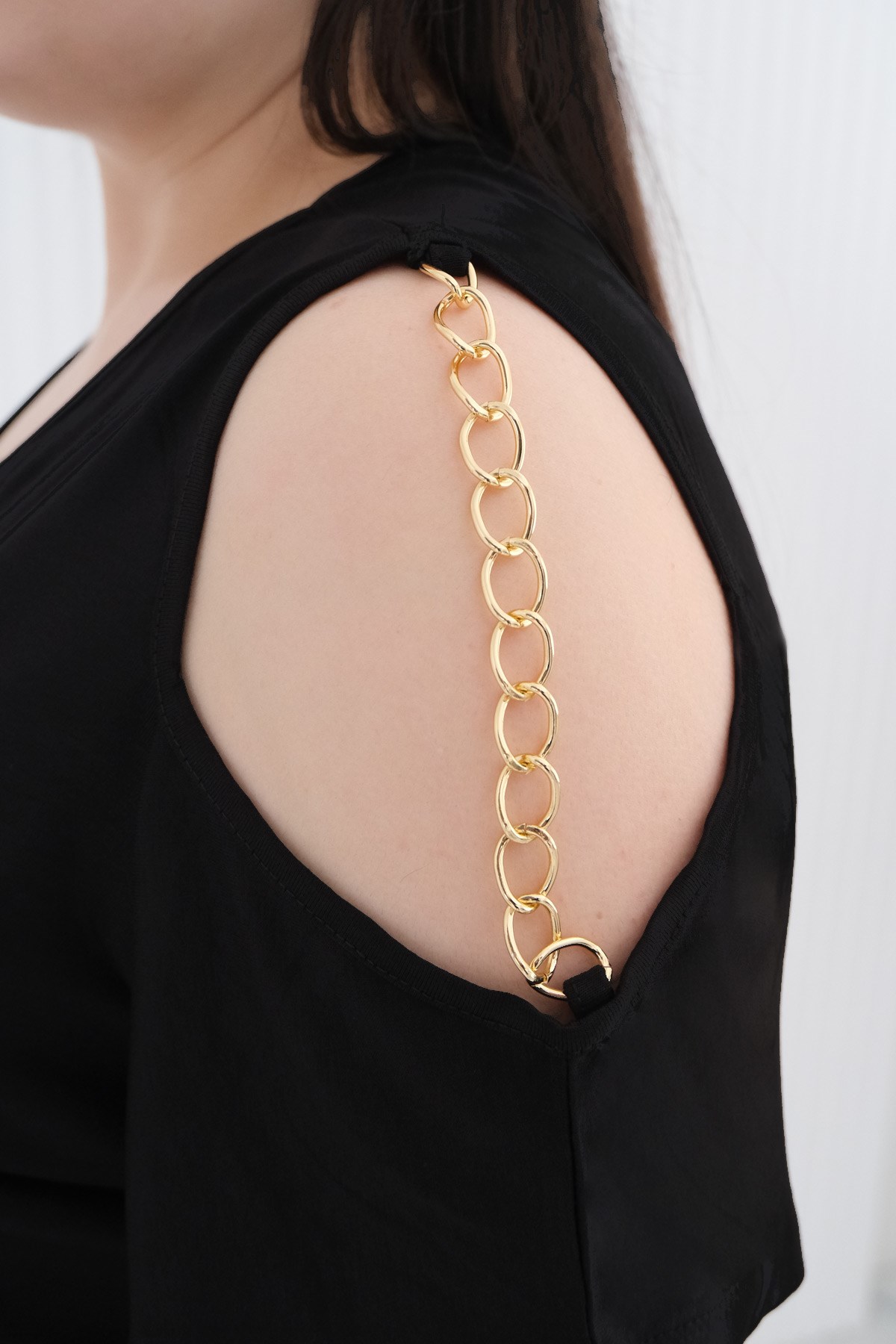 Siyah Zincir Detaylı BluzMDVB04-SiyahModaviki