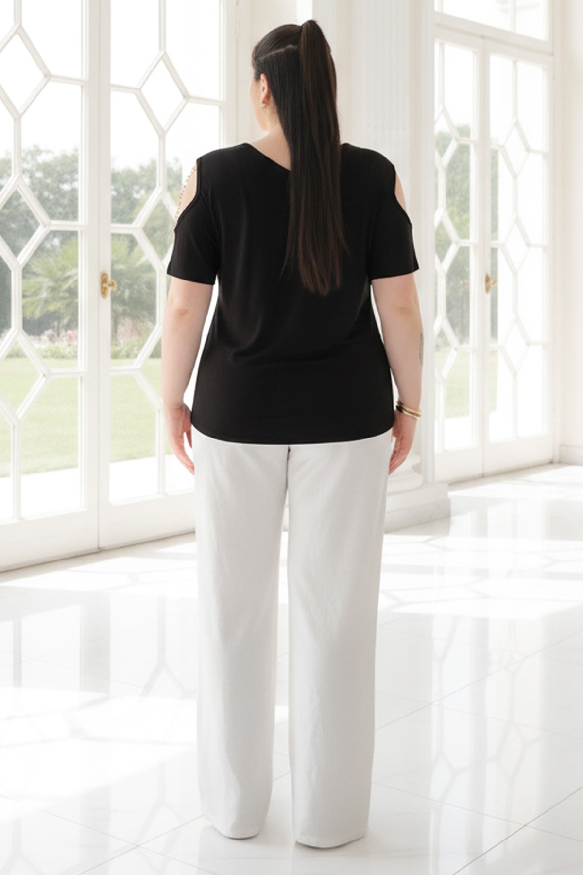 Siyah Zincir Detaylı BluzMDVB04-SiyahModaviki