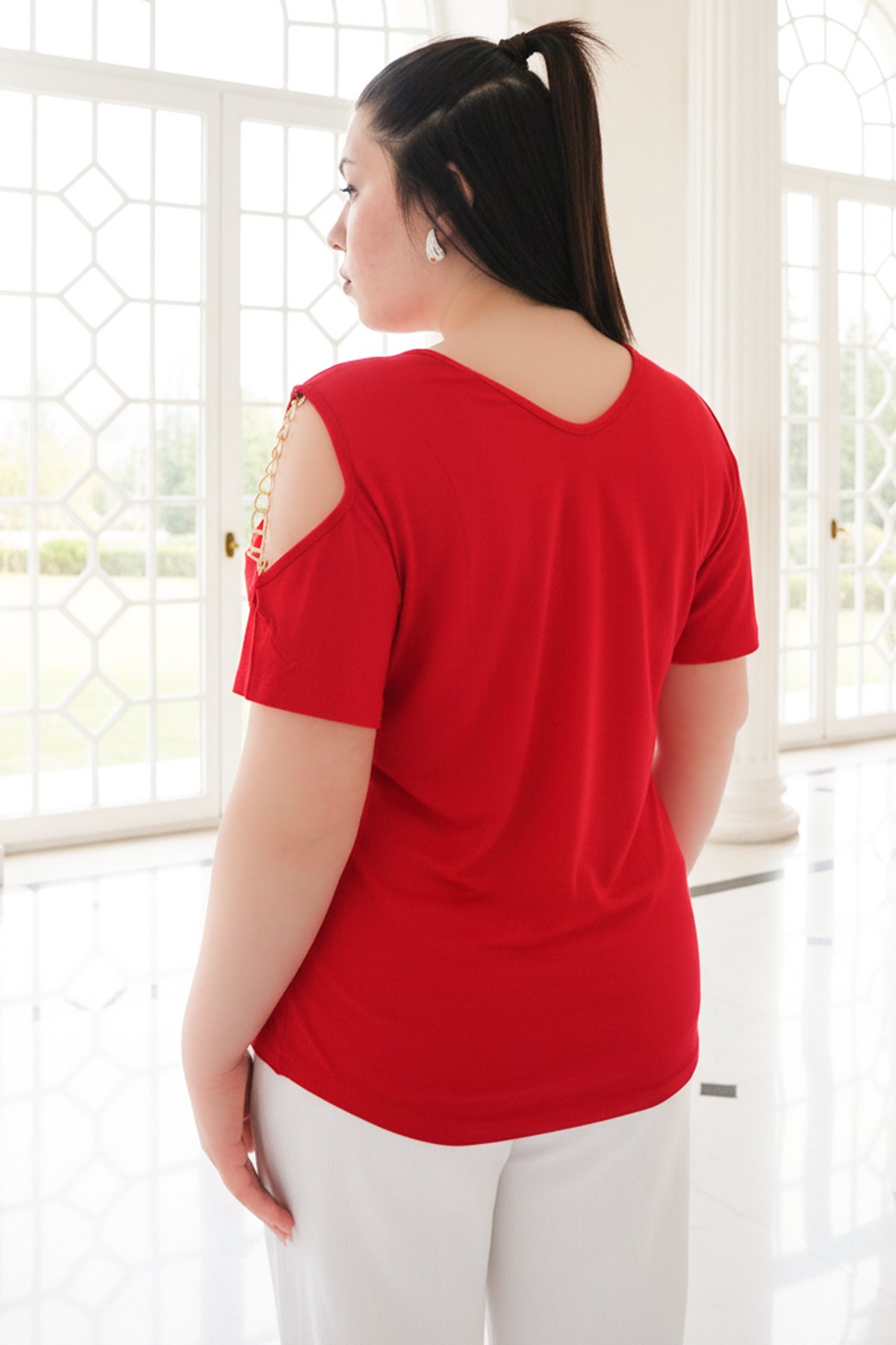 Kırmızı  Zincir Detaylı BluzMDVB05-KırmızıModaviki