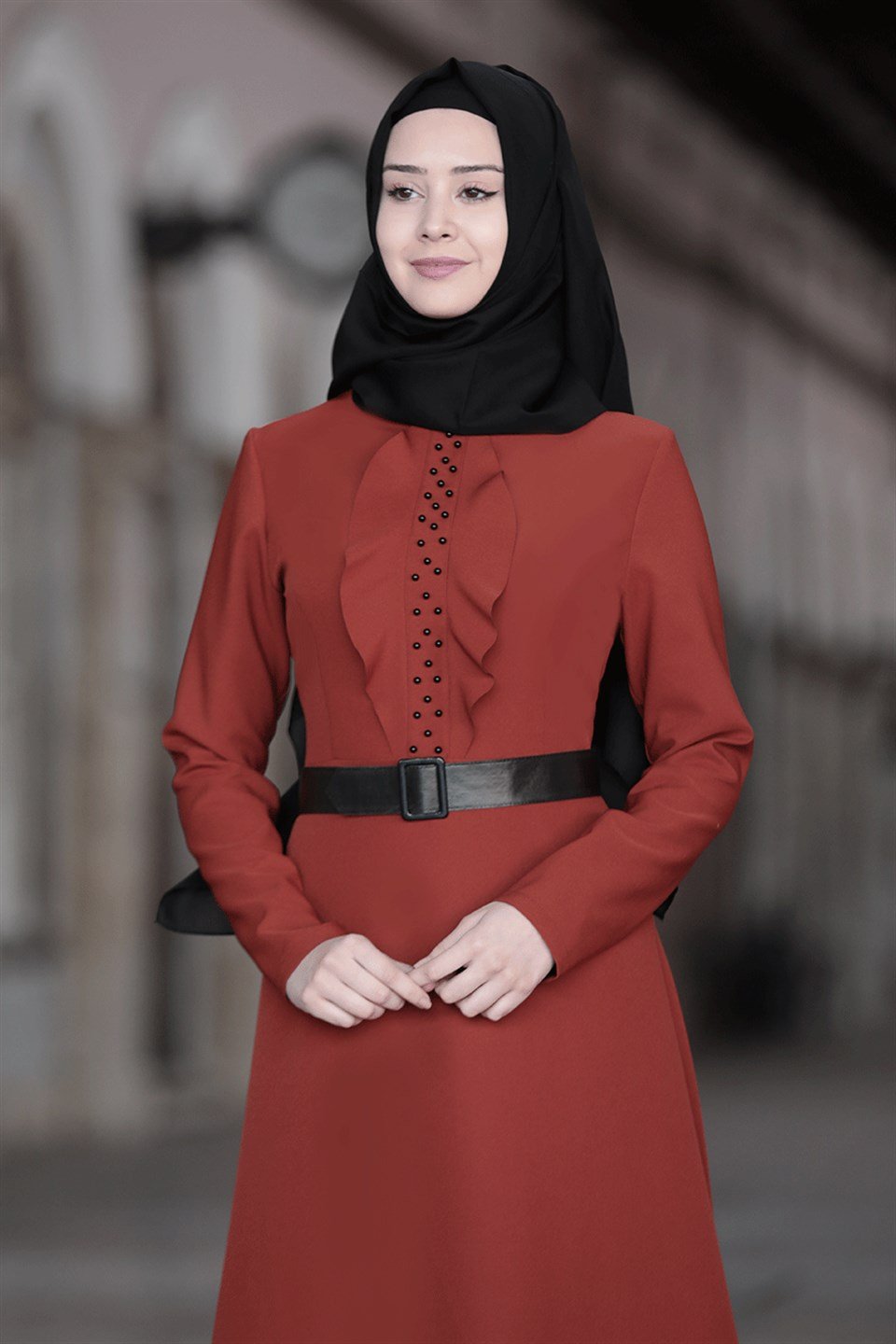 Ela - Elbise - Kiremit - SN18