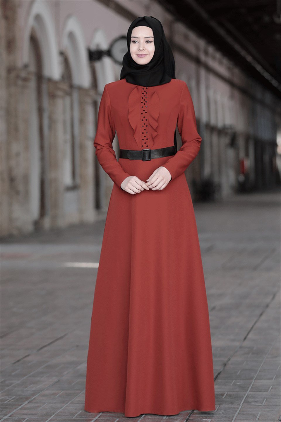 Ela - Elbise - Kiremit - SN18