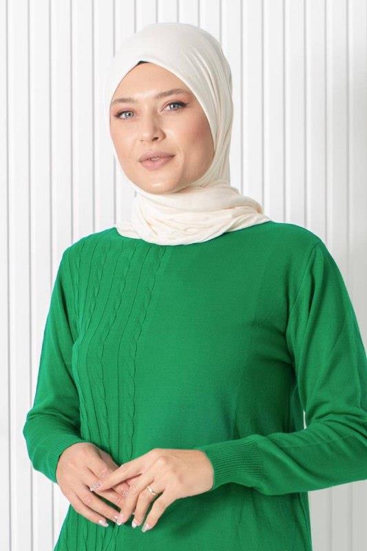 ÖRGÜ DESENLİ TRİKO KAZAKT28-YEŞİLFahima Elite