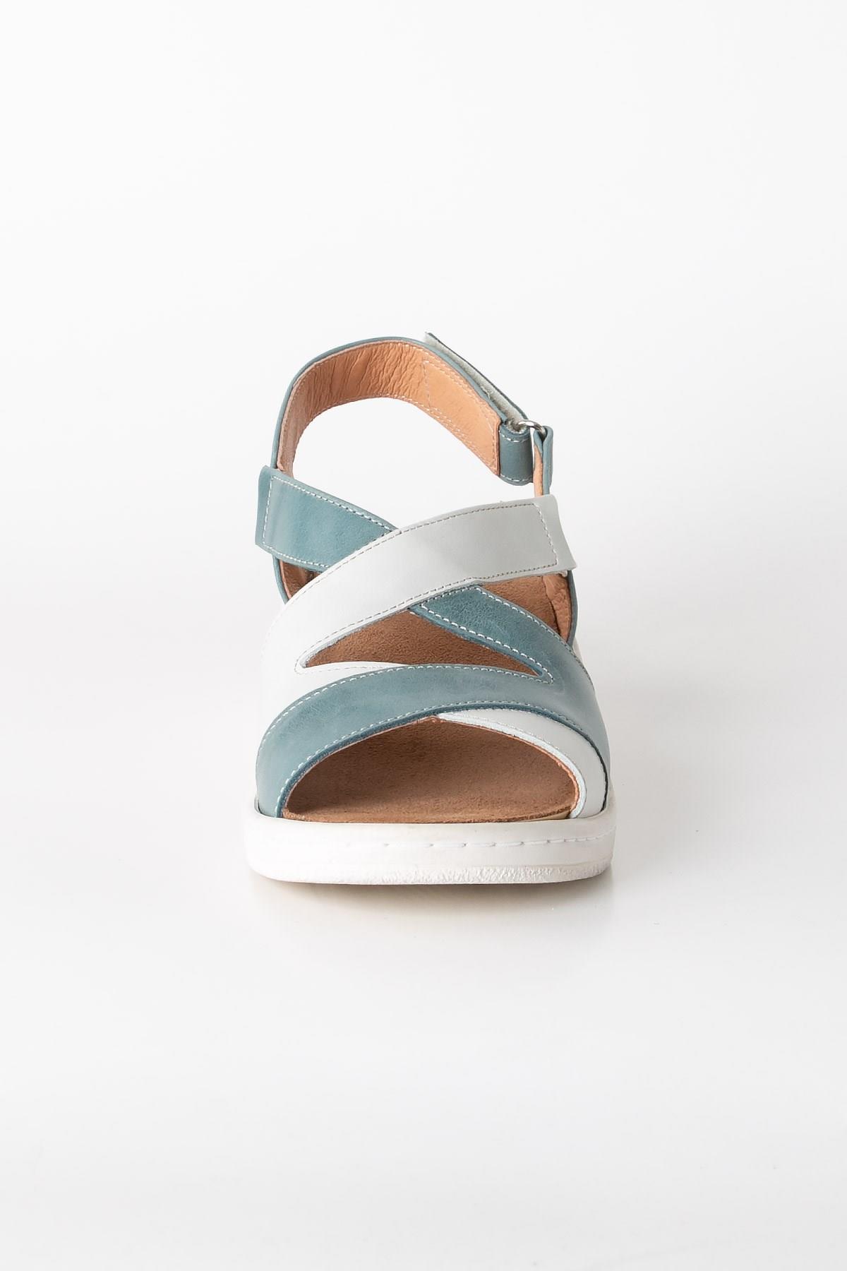 Genuine Leather Anatomic Sandals Blue ZND1365802