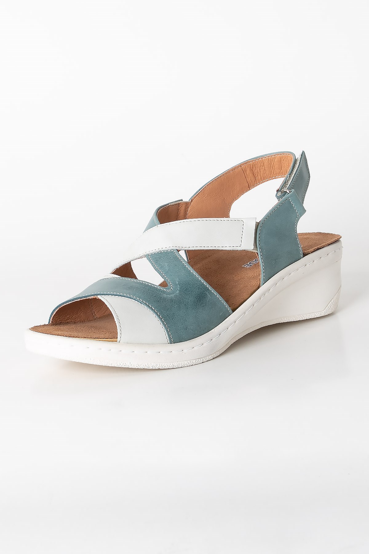 Sandales Anatomiques En Cuir Véritable Bleu ZND1365802