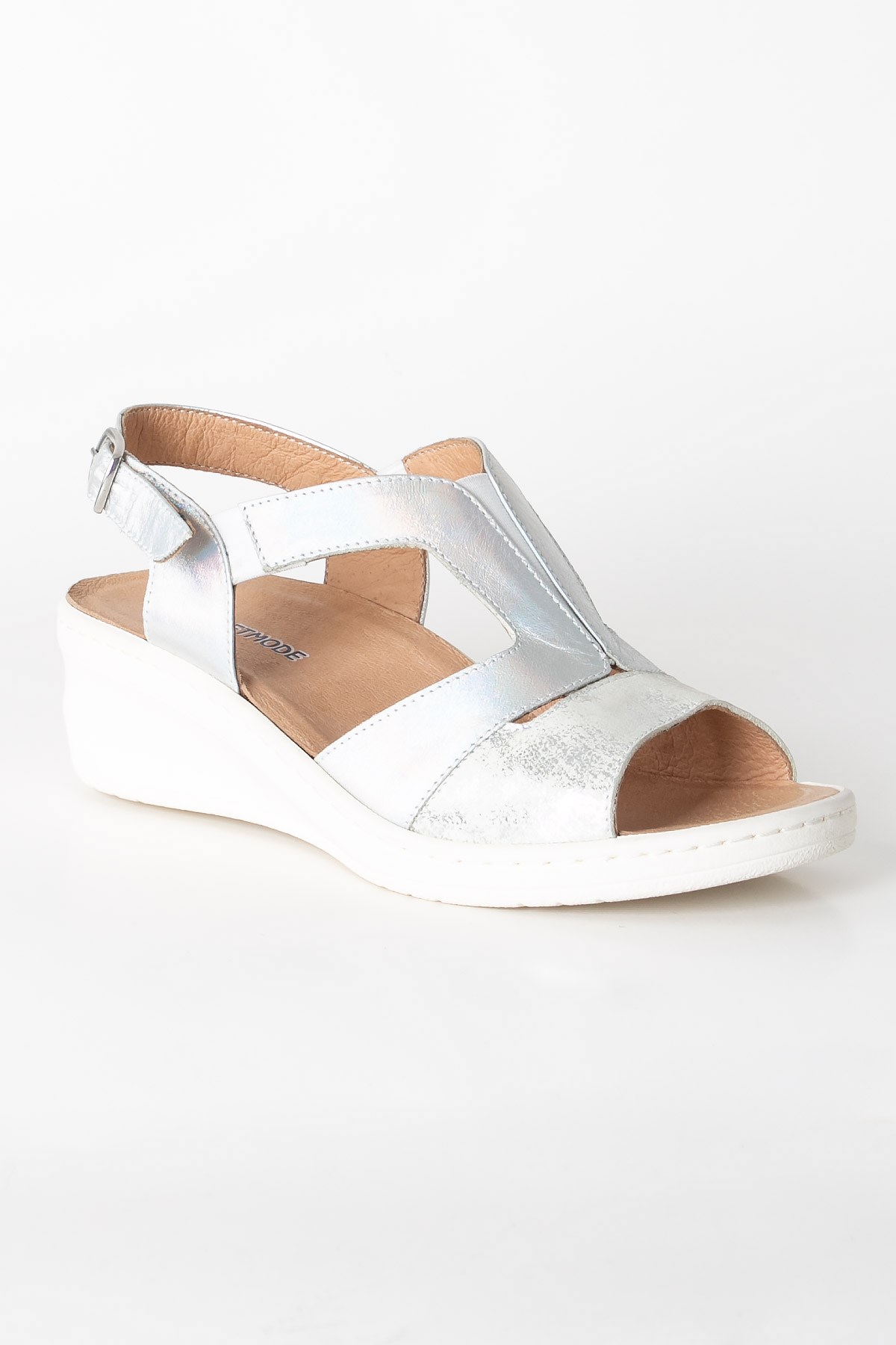 Genuine Leather Anatomic Sandals Silver ZND1365803