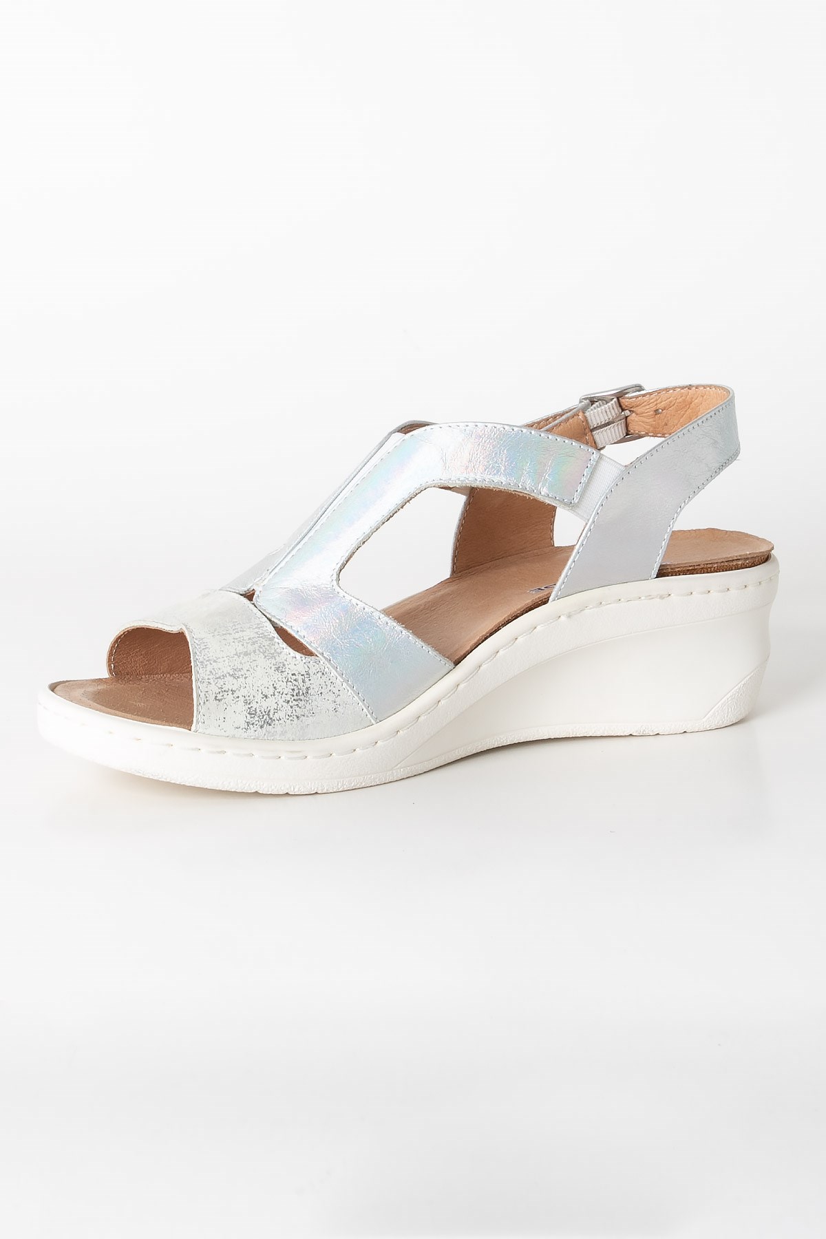 Genuine Leather Anatomic Sandals Silver ZND1365803