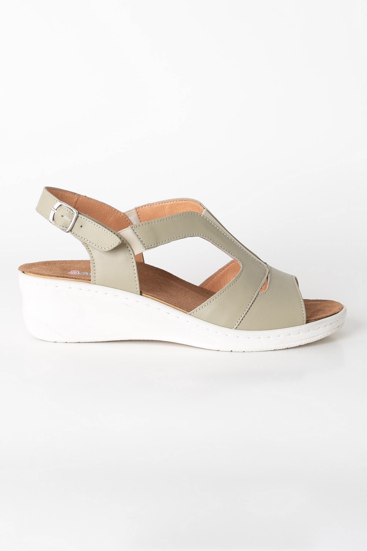 Sandales Anatomiques En Cuir Véritable Kaki ZND1365805