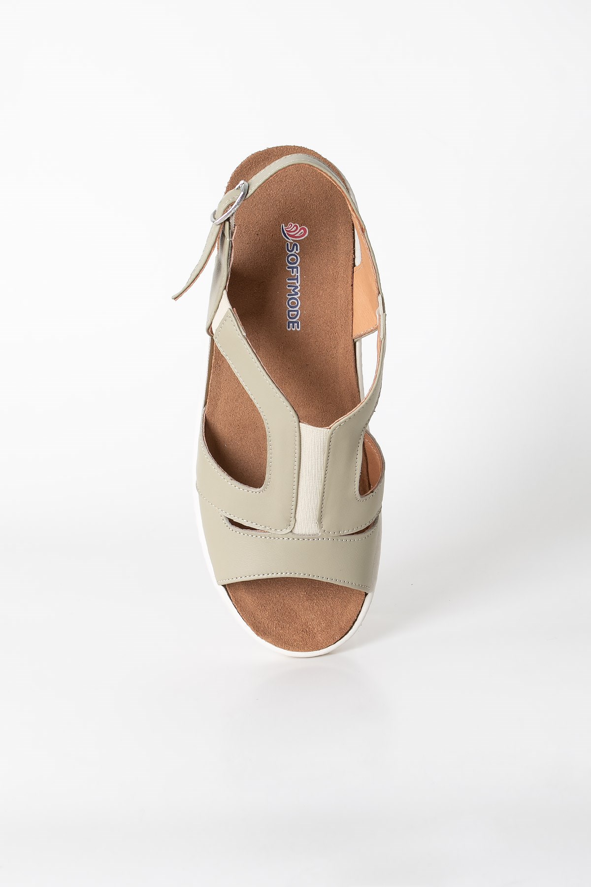 Sandales Anatomiques En Cuir Véritable Kaki ZND1365805