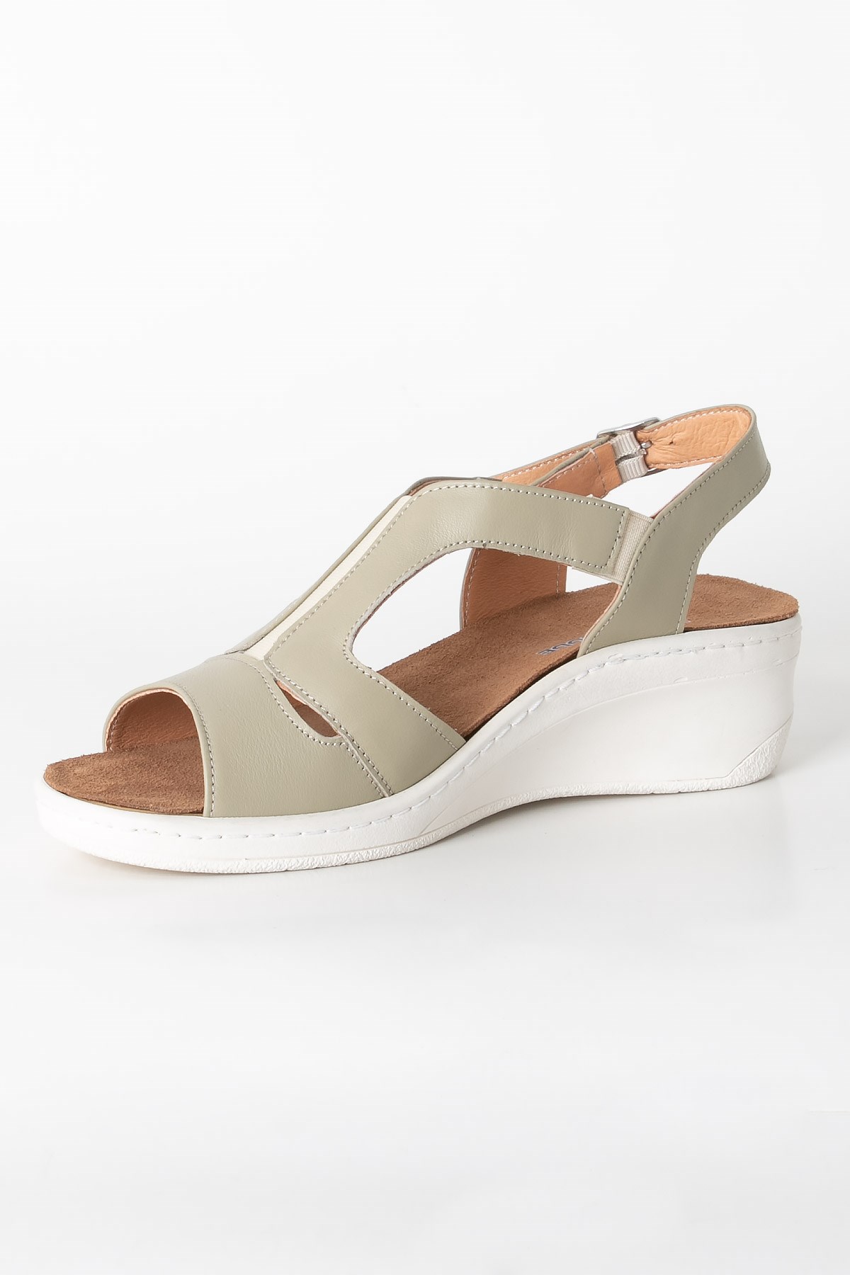 Sandales Anatomiques En Cuir Véritable Kaki ZND1365805