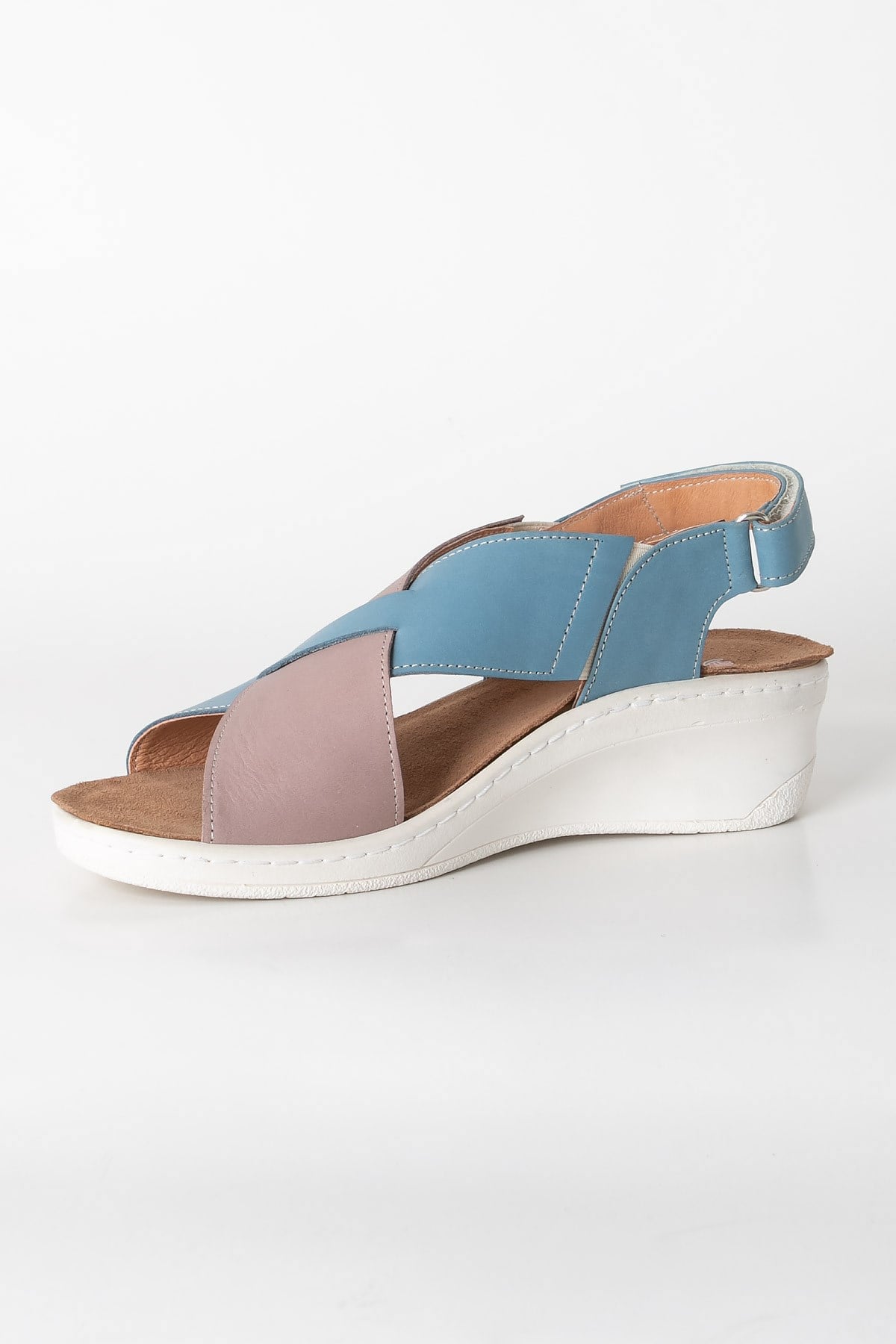 Sandales Anatomiques En Cuir Véritable Bleu ZND1365805